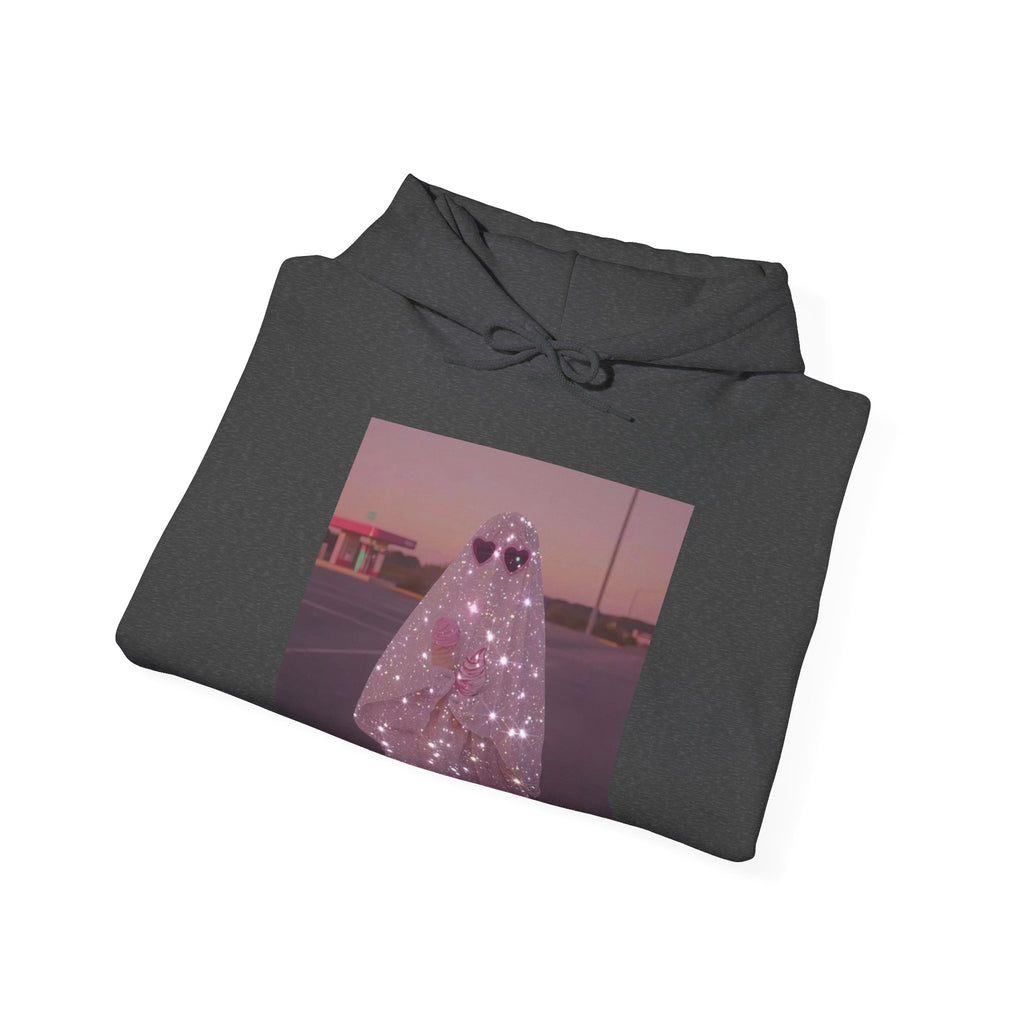 Sparkly Ghost Hoodie, Unisex Hooded Sweatshirt, Cozy Layer for Fall, Halloween Costume, Gifts for Teens, Streetwear Style
