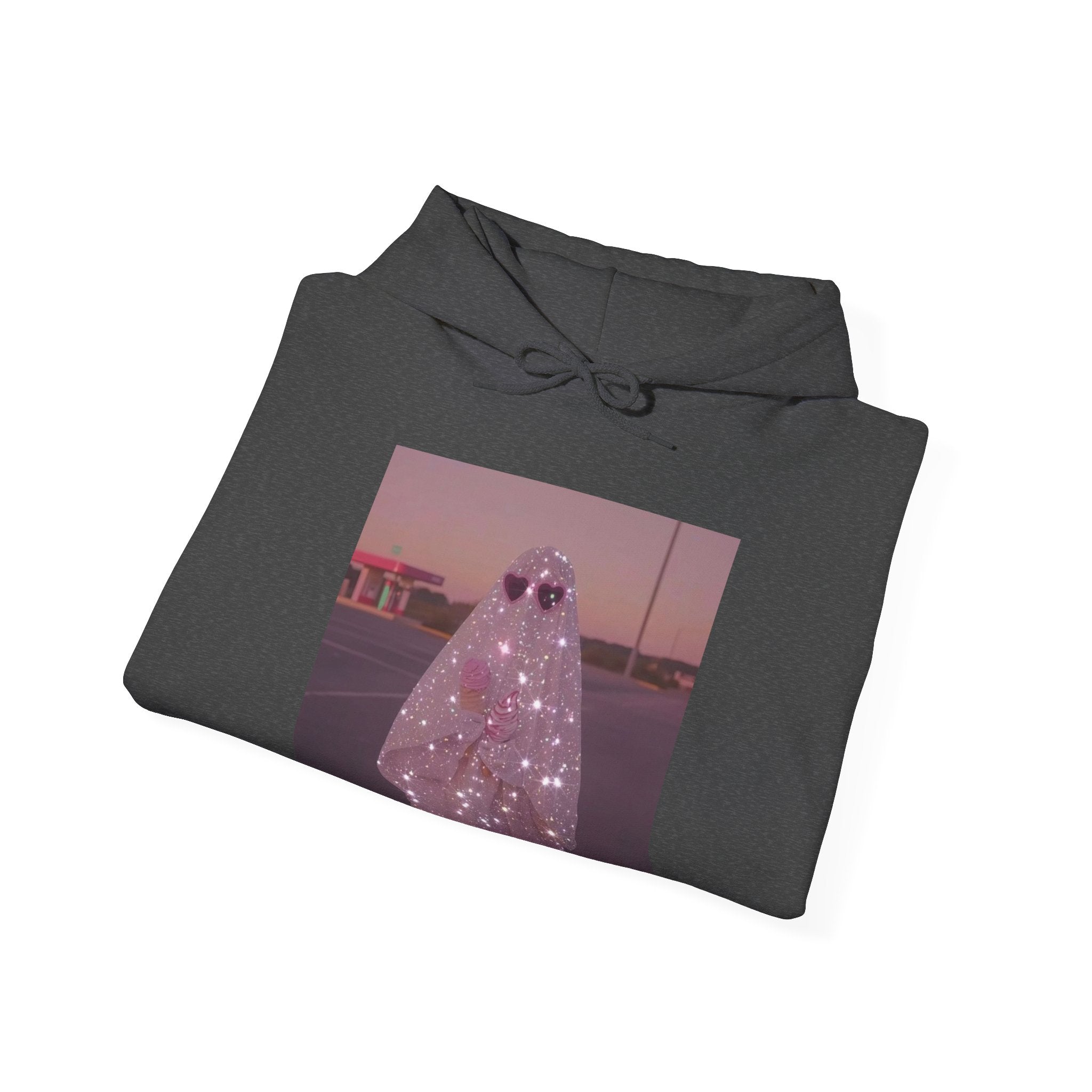 Sparkly Ghost Hoodie, Unisex Hooded Sweatshirt, Cozy Layer for Fall, Halloween Costume, Gifts for Teens, Streetwear Style
