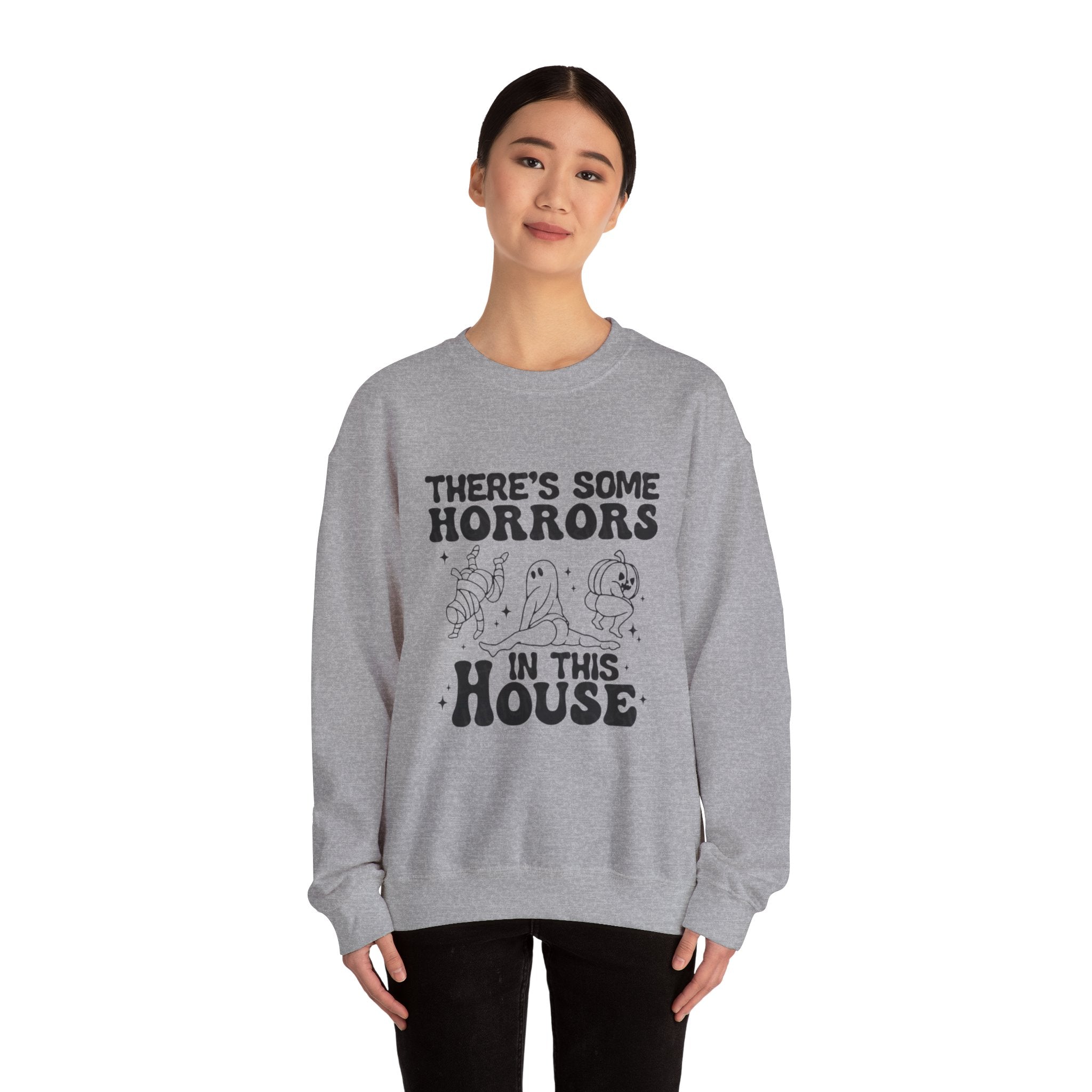 Horror-Themed Crewneck Sweatshirt, Cozy Unisex Pullovers for Halloween, Fall Fashion, Gift for Horror Fans, Halloween Costume