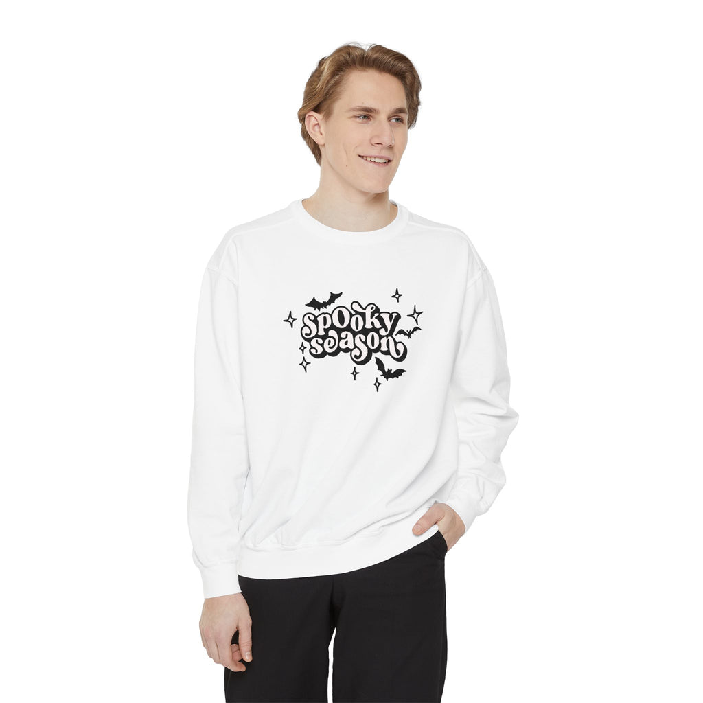 Spooky Season Sweatshirt - Unisex Garment-Dyed, Halloween Apparel, Cozy Fall Fashion, Wicked DBBAMZ Design, Perfect for October Celebrations