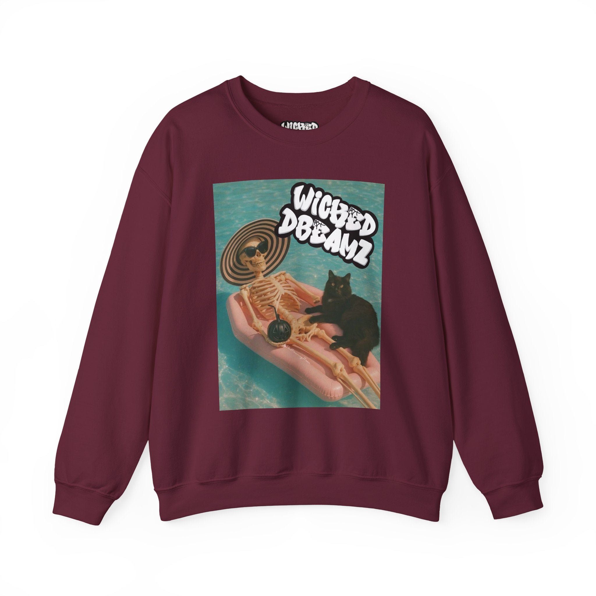 Wicked Dreams Crewneck Sweatshirt | Cozy Cat Lover Apparel, Cute Gift for Pet Owners, Casual Streetwear, Relaxed Vibe, Summer Fun