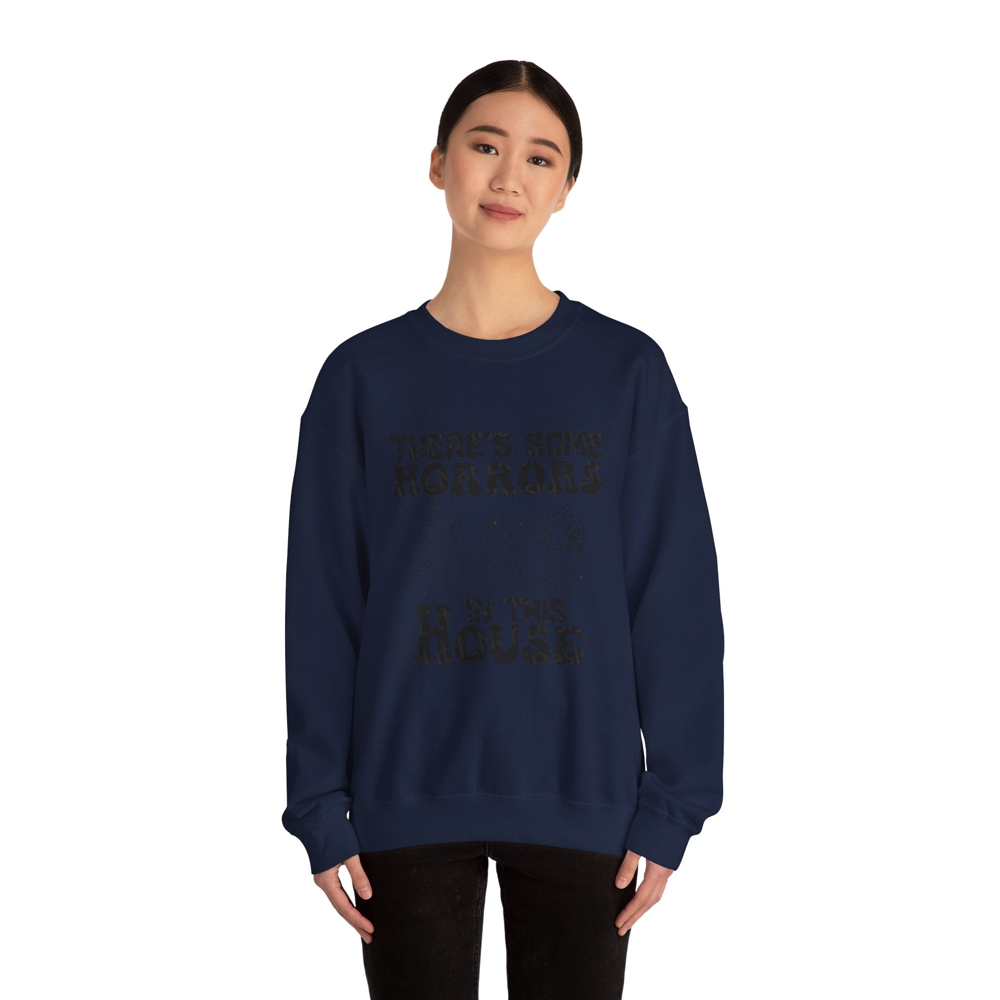 Horror-Themed Crewneck Sweatshirt, Cozy Unisex Pullovers for Halloween, Fall Fashion, Gift for Horror Fans, Halloween Costume