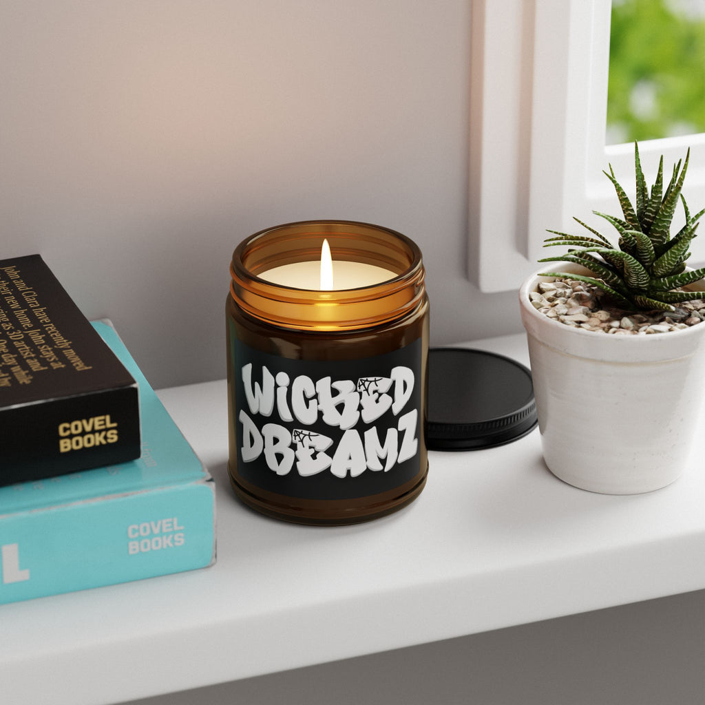 Wicked Dreams Scented Soy Candle - Relaxing Home Decor, Gift for Her, Aromatherapy, Birthday, Self-Care, Ambient Lighting, Black Jar