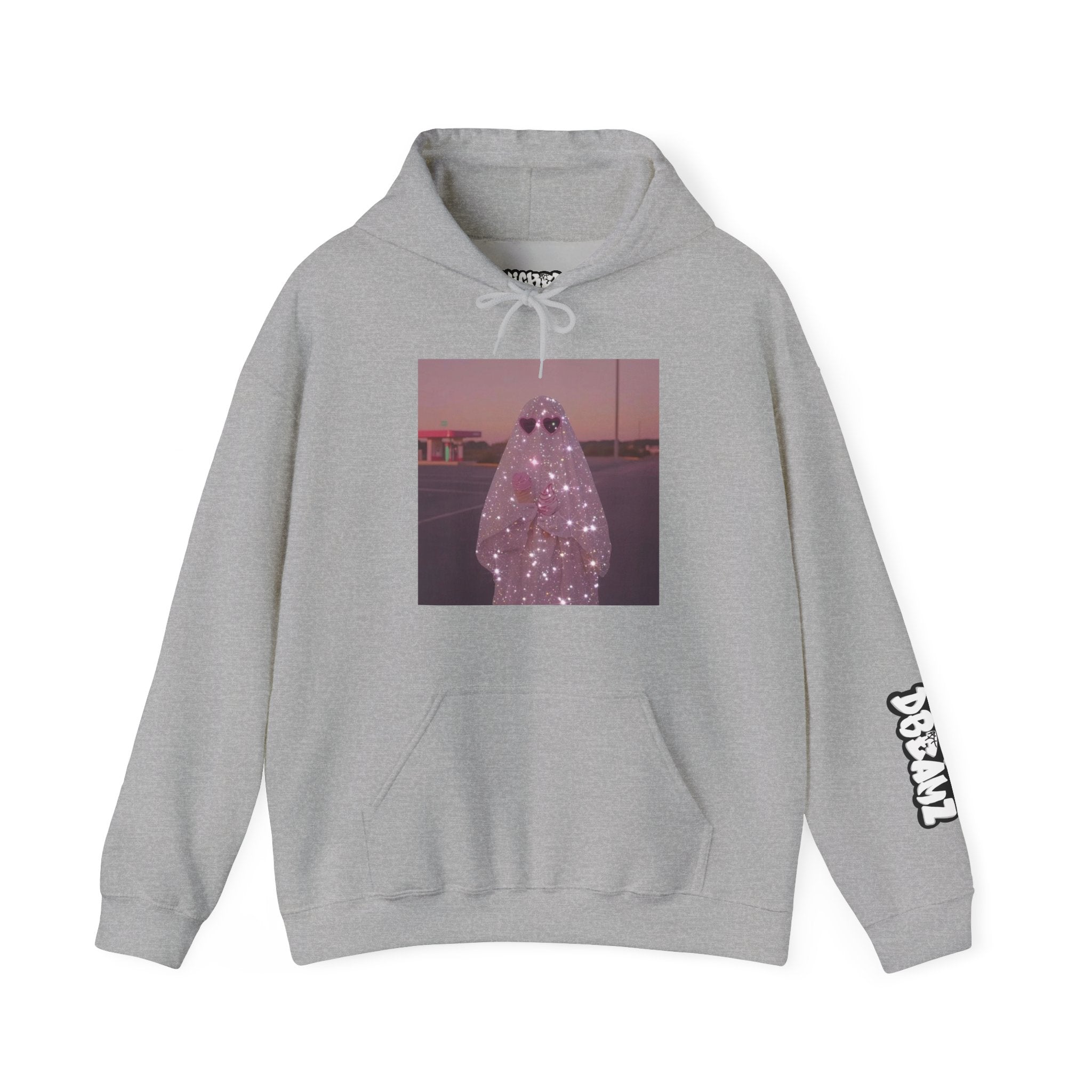Sparkly Ghost Hoodie, Unisex Hooded Sweatshirt, Cozy Layer for Fall, Halloween Costume, Gifts for Teens, Streetwear Style