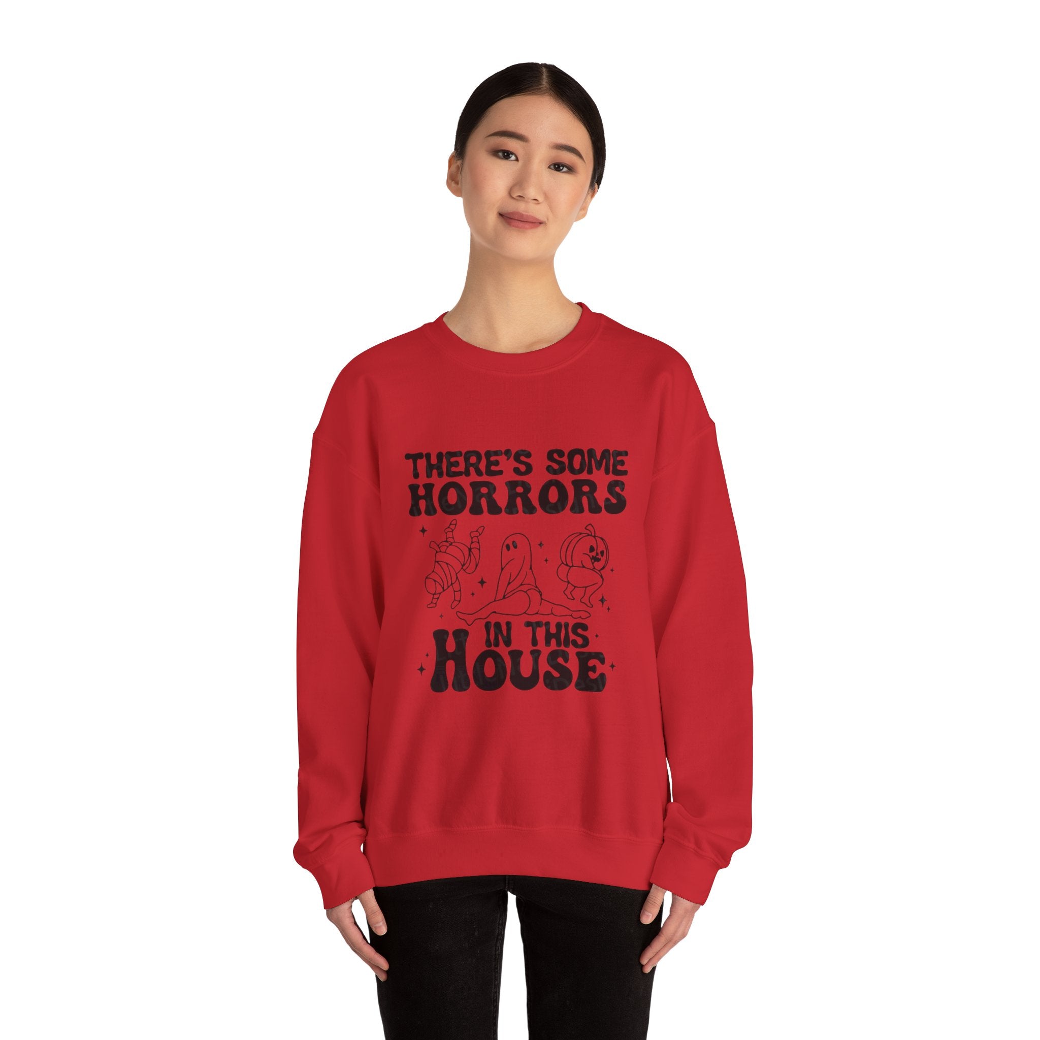 Horror-Themed Crewneck Sweatshirt, Cozy Unisex Pullovers for Halloween, Fall Fashion, Gift for Horror Fans, Halloween Costume