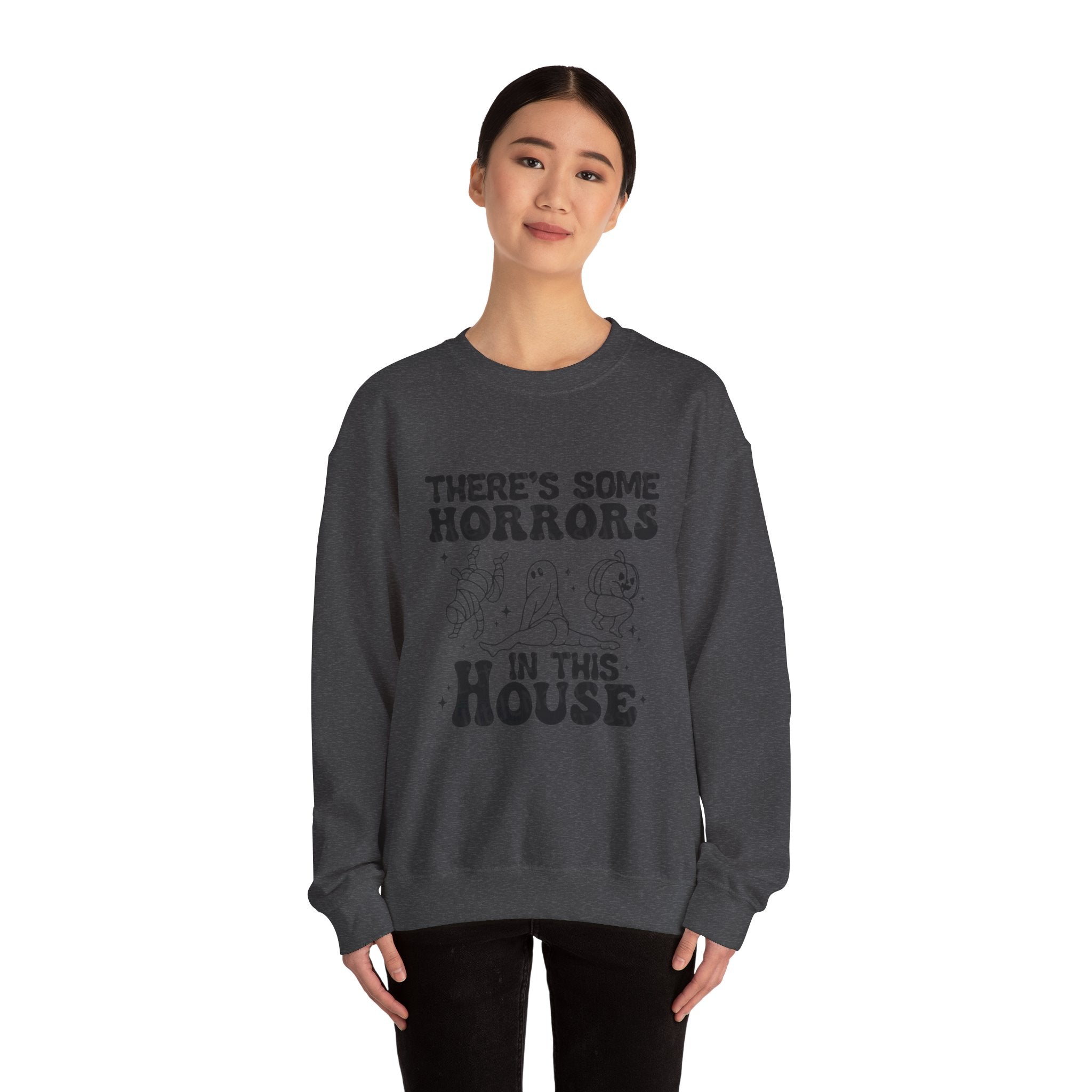 Horror-Themed Crewneck Sweatshirt, Cozy Unisex Pullovers for Halloween, Fall Fashion, Gift for Horror Fans, Halloween Costume