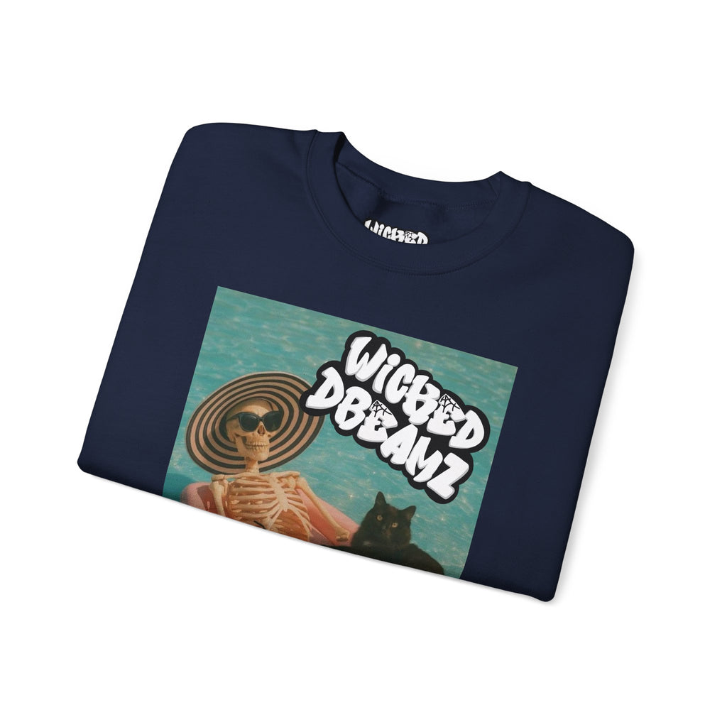 Wicked Dreams Crewneck Sweatshirt | Cozy Cat Lover Apparel, Cute Gift for Pet Owners, Casual Streetwear, Relaxed Vibe, Summer Fun