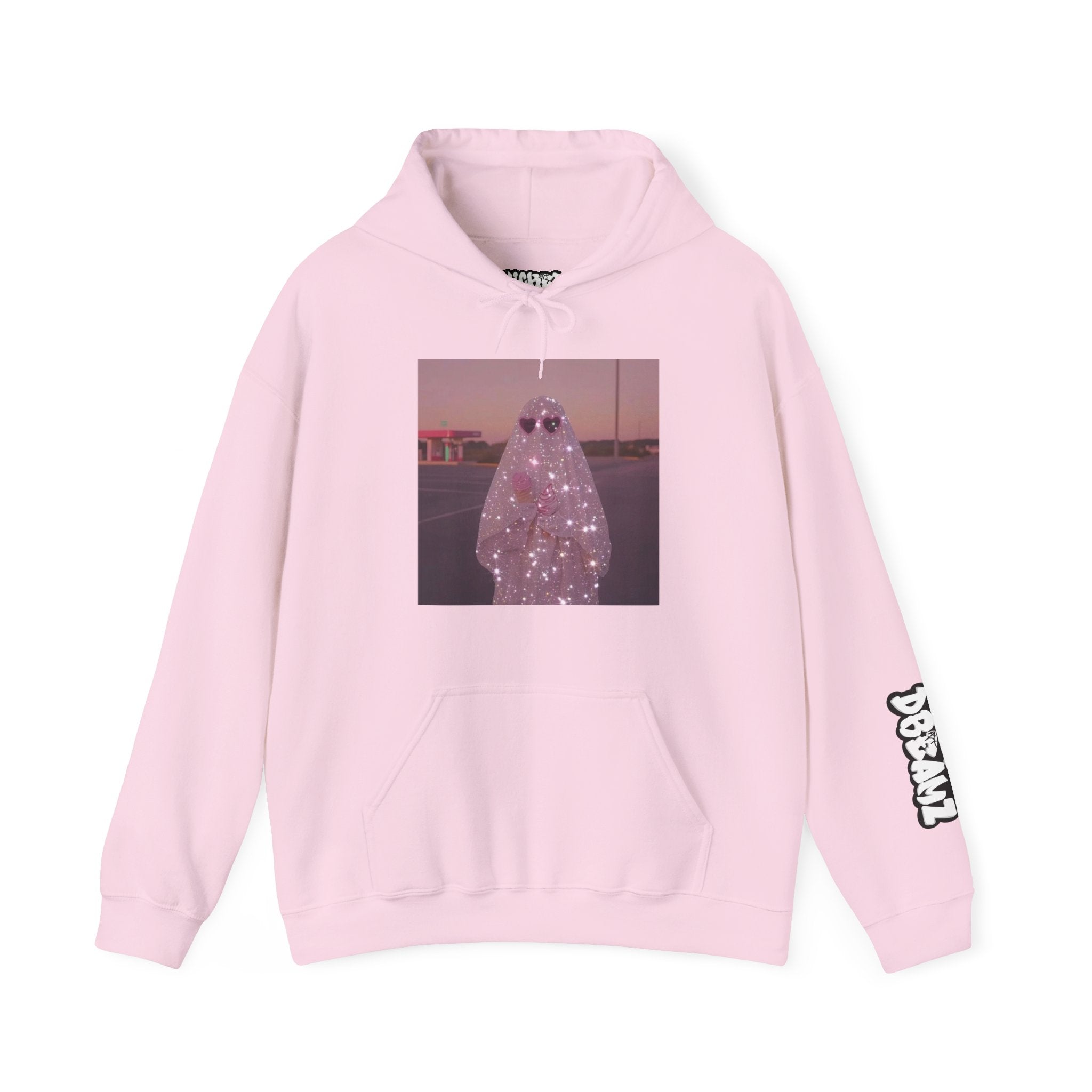 Sparkly Ghost Hoodie, Unisex Hooded Sweatshirt, Cozy Layer for Fall, Halloween Costume, Gifts for Teens, Streetwear Style