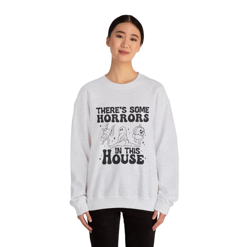 Horror-Themed Crewneck Sweatshirt, Cozy Unisex Pullovers for Halloween, Fall Fashion, Gift for Horror Fans, Halloween Costume