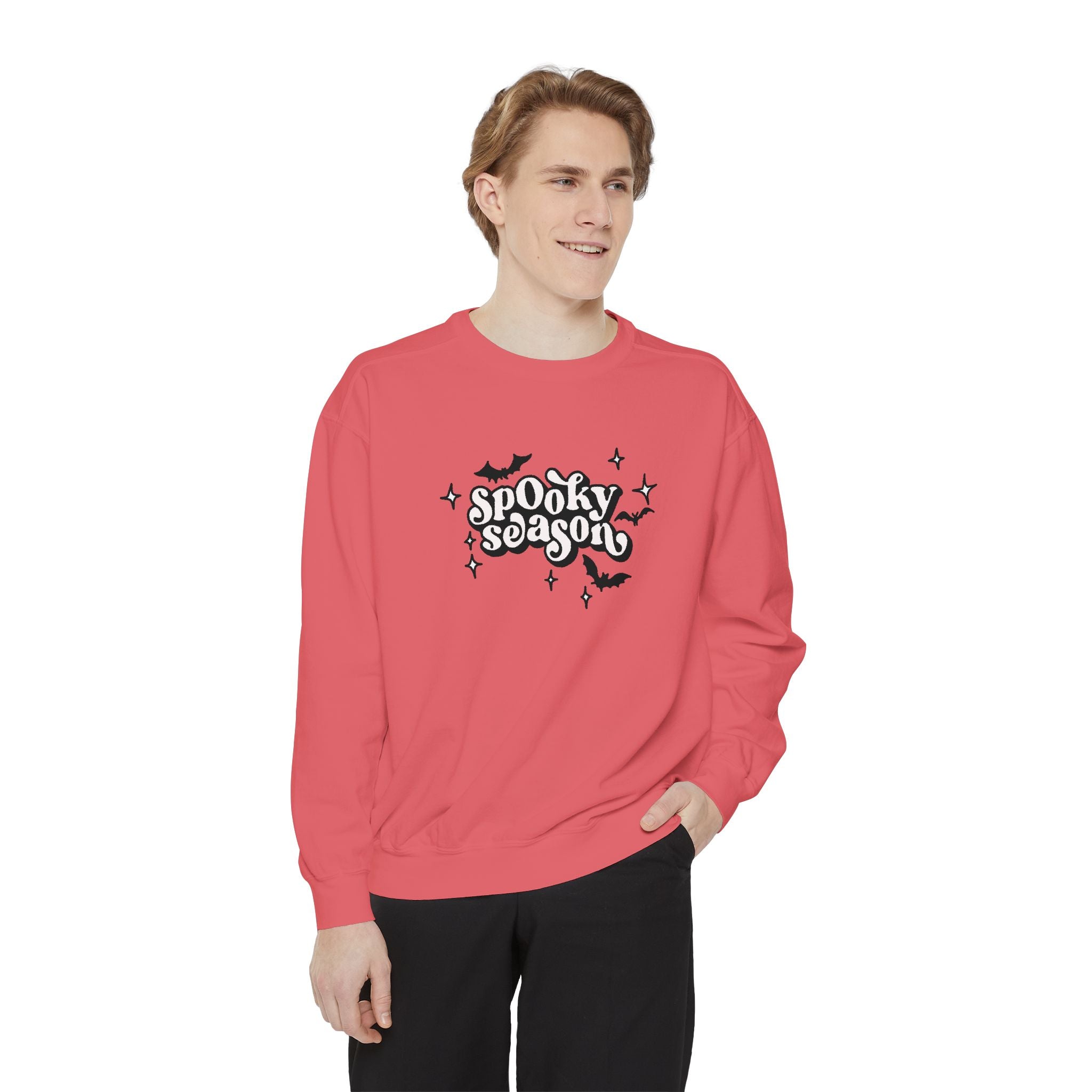 Spooky Season Sweatshirt - Unisex Garment-Dyed, Halloween Apparel, Cozy Fall Fashion, Wicked DBBAMZ Design, Perfect for October Celebrations