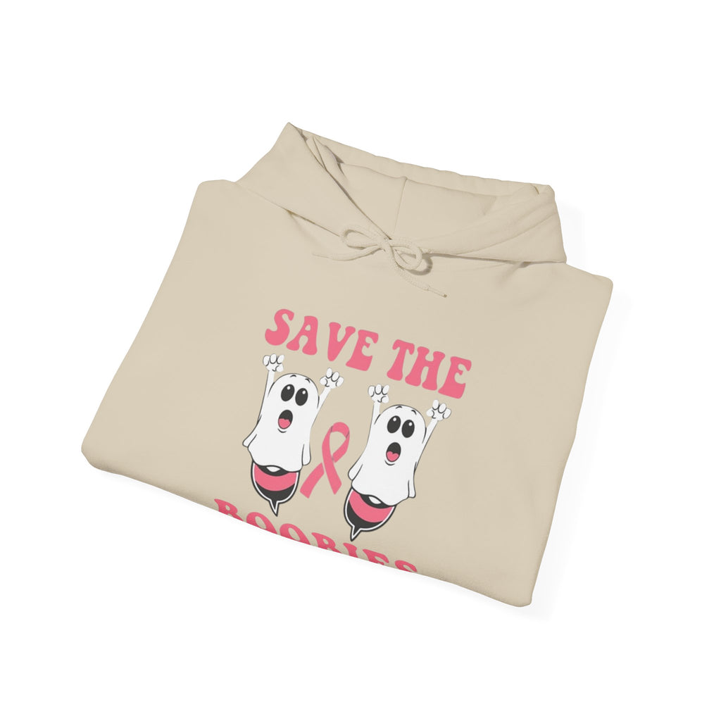 Save the Boobies Hooded Sweatshirt, Unisex Hoodie, Breast Cancer Awareness Sweatshirt, Funny Casual Wear, Gift for Her, Supportive Apparel