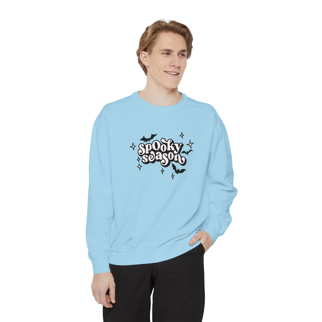 Spooky Season Sweatshirt - Unisex Garment-Dyed, Halloween Apparel, Cozy Fall Fashion, Wicked DBBAMZ Design, Perfect for October Celebrations