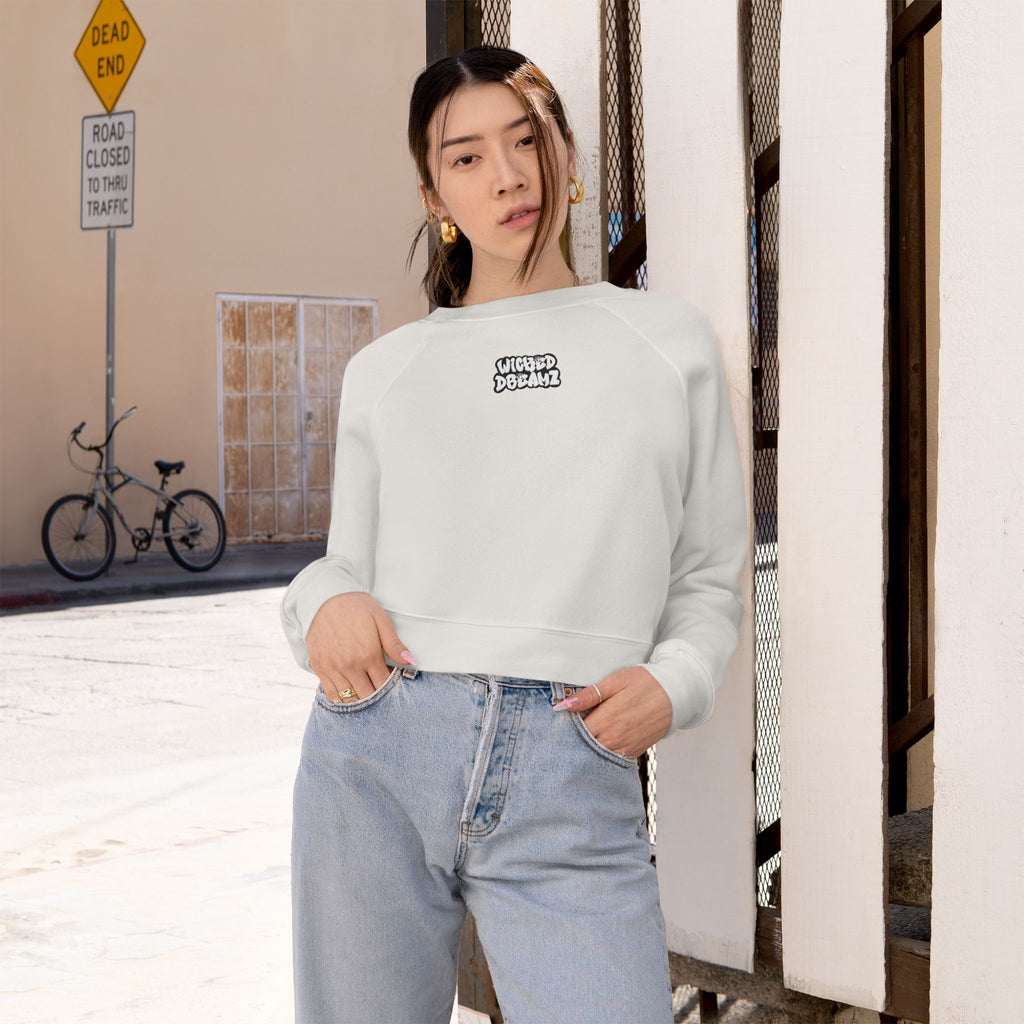 Wicked Dreamz Cropped Fleece Sweatshirt, Casual Layering Pullover, Gift for Her, Fall Fashion Essential, Cozy Lounge Sweater