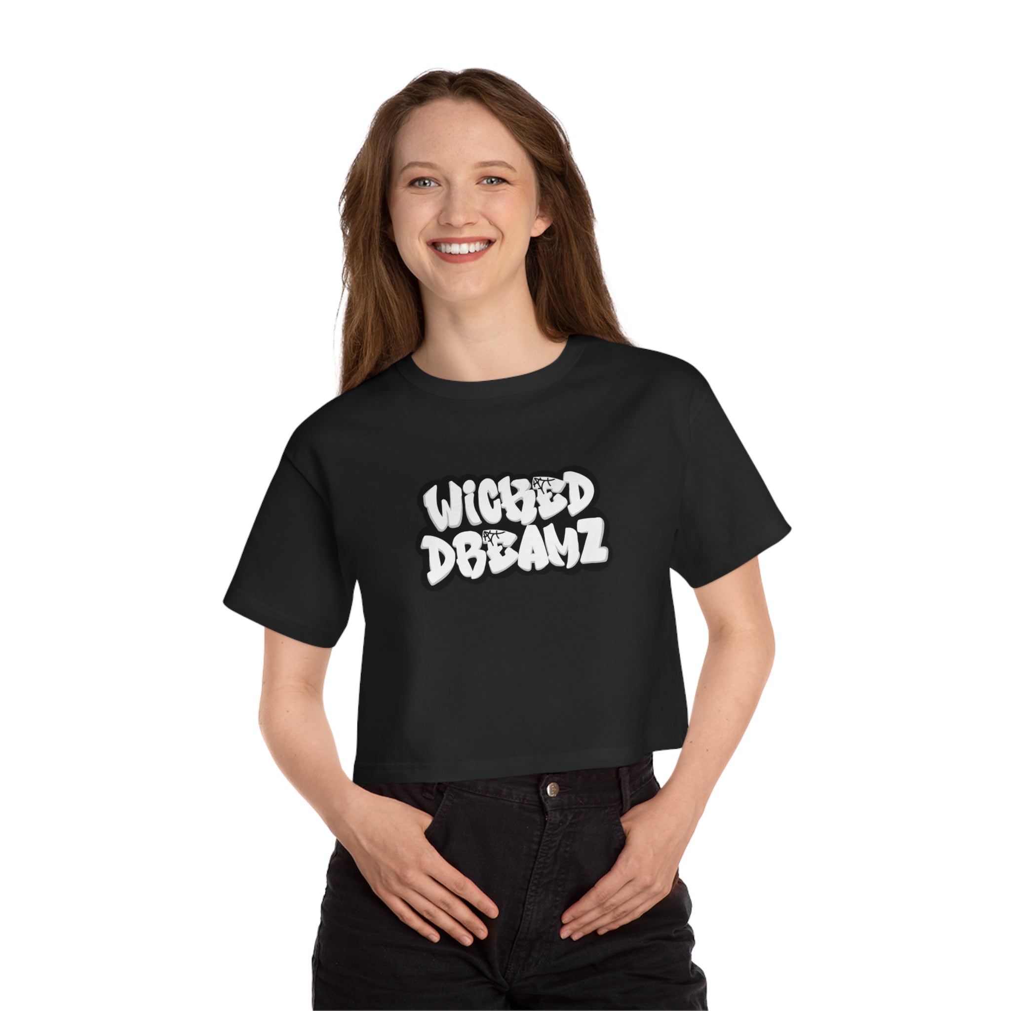 Wicked Dreamz Women's Champion Cropped Graphic T-Shirt - Trendy Casual Wear, Summer Style, Streetwear Fashion, Gift for Her, Everyday Comfort