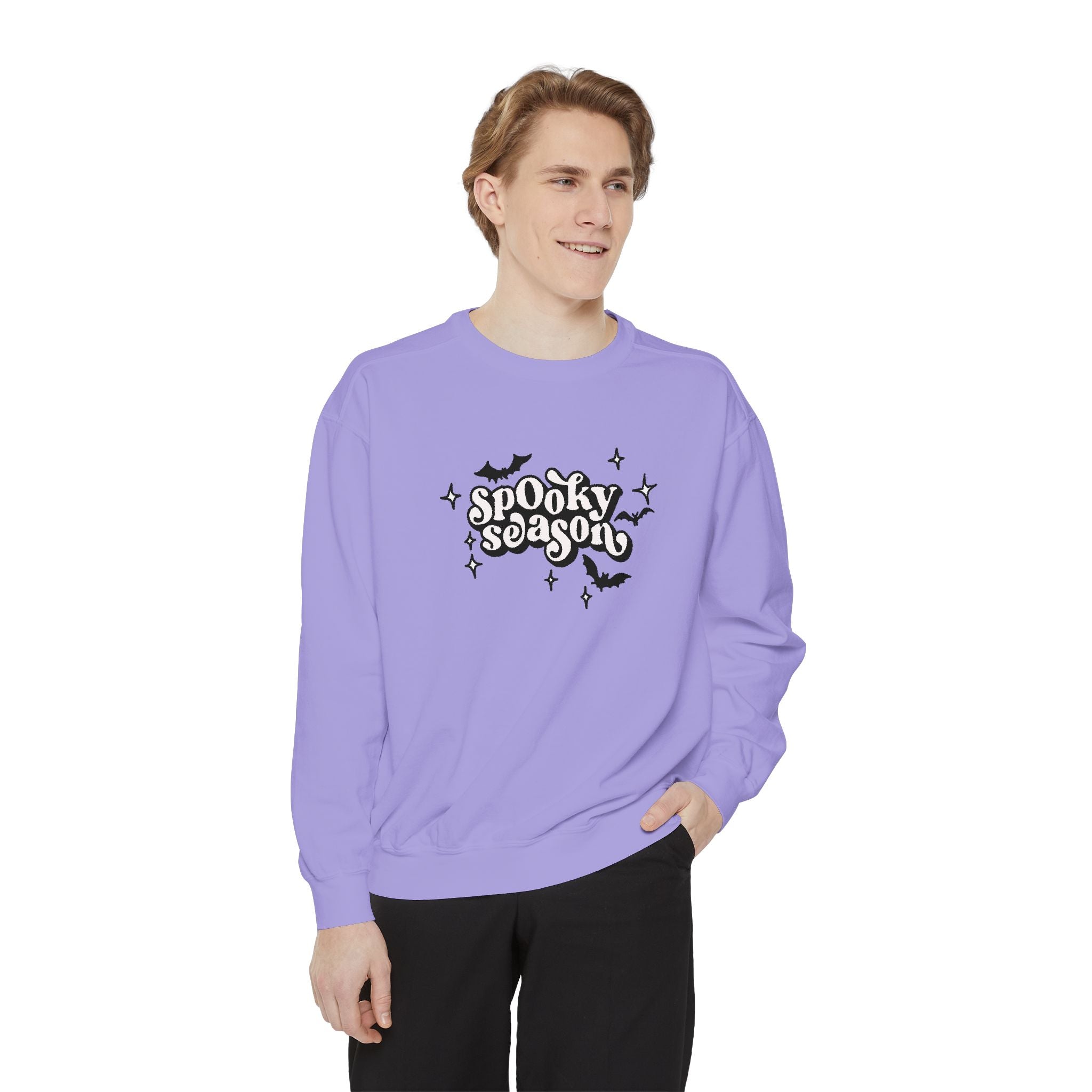 Spooky Season Sweatshirt - Unisex Garment-Dyed, Halloween Apparel, Cozy Fall Fashion, Wicked DBBAMZ Design, Perfect for October Celebrations
