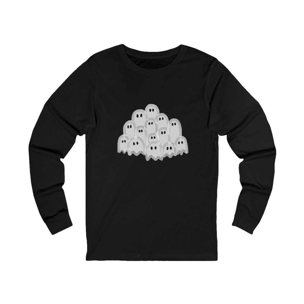 Ghost Themed Unisex Long Sleeve Tee, Halloween Shirt, Casual Wear, Graphic Tee, Stylish Ghost Tee