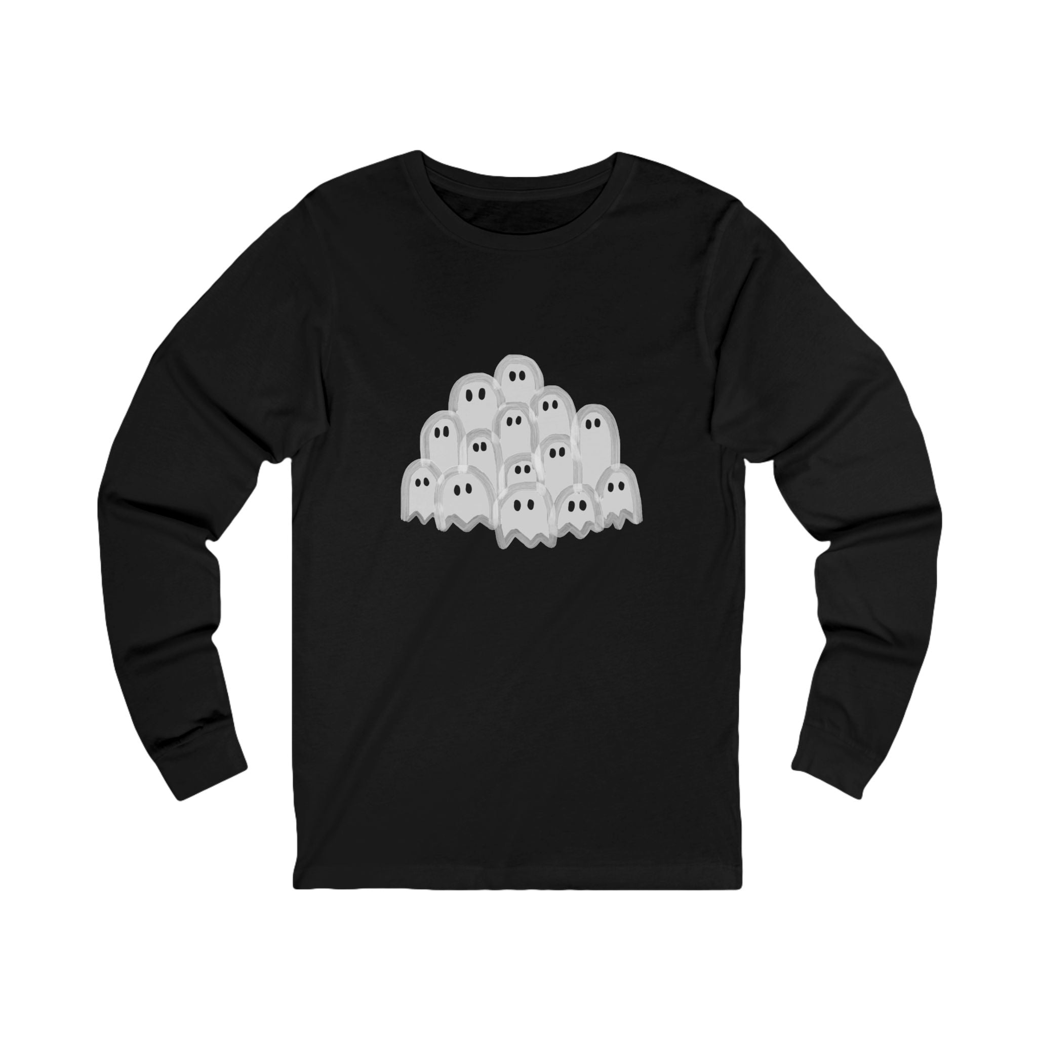 Ghost Themed Unisex Long Sleeve Tee, Halloween Shirt, Casual Wear, Graphic Tee, Stylish Ghost Tee