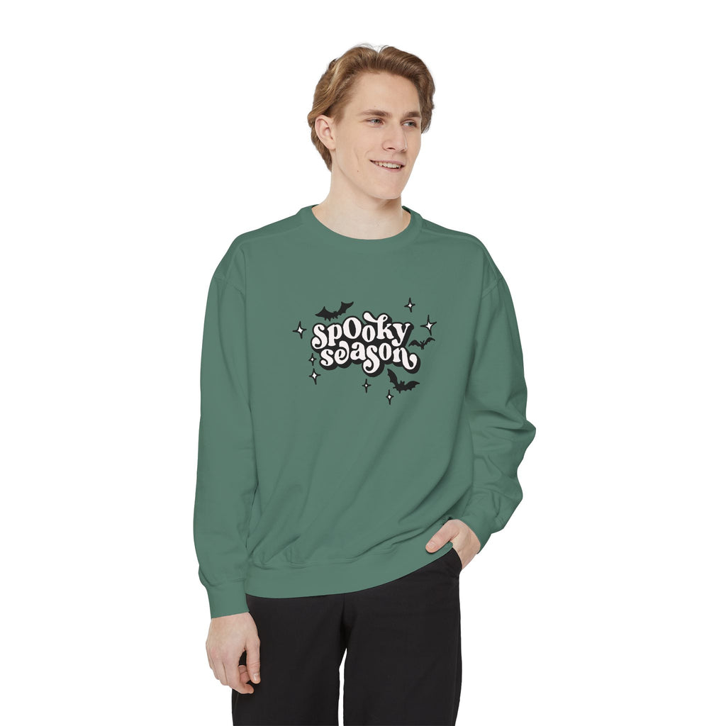 Spooky Season Sweatshirt - Unisex Garment-Dyed, Halloween Apparel, Cozy Fall Fashion, Wicked DBBAMZ Design, Perfect for October Celebrations