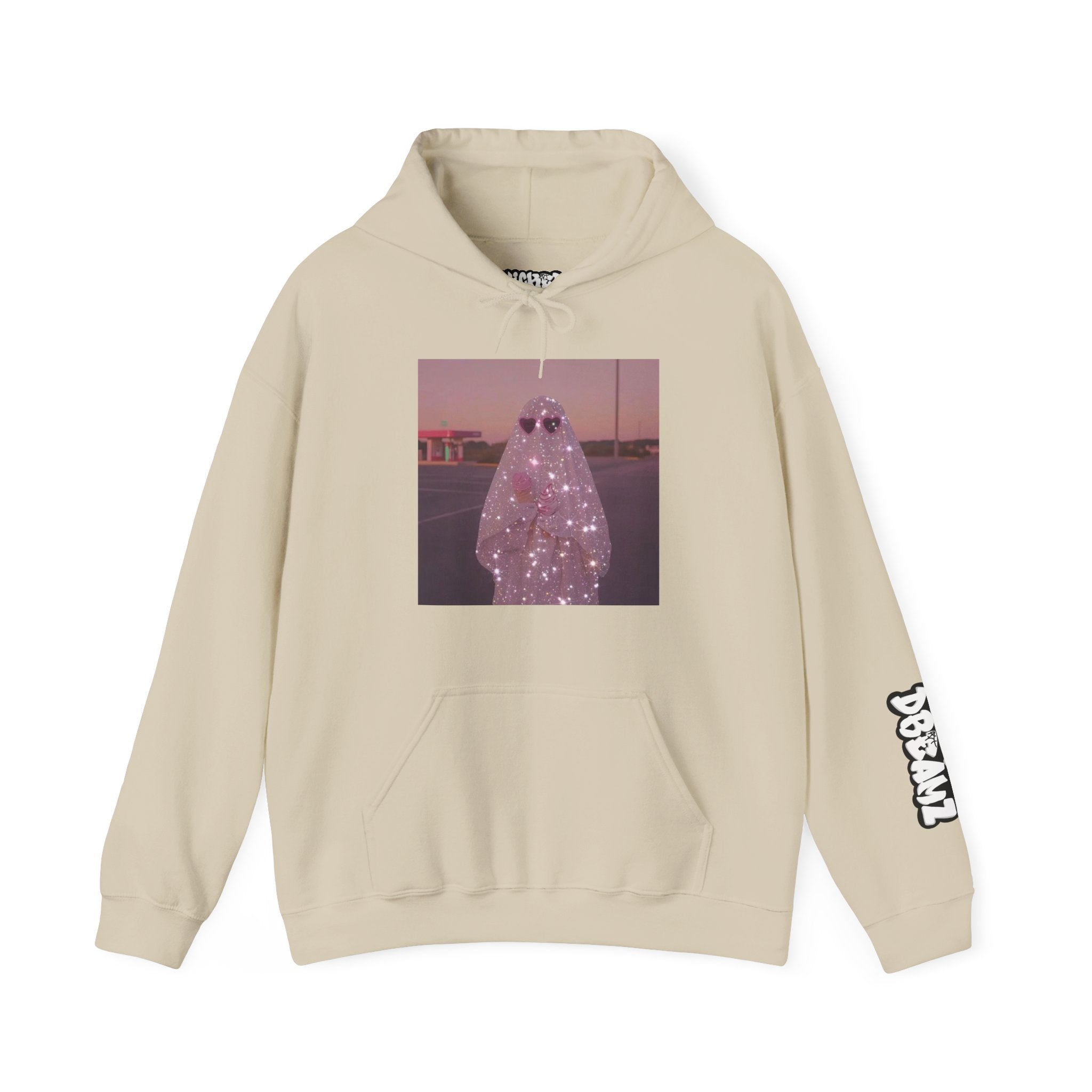 Sparkly Ghost Hoodie, Unisex Hooded Sweatshirt, Cozy Layer for Fall, Halloween Costume, Gifts for Teens, Streetwear Style