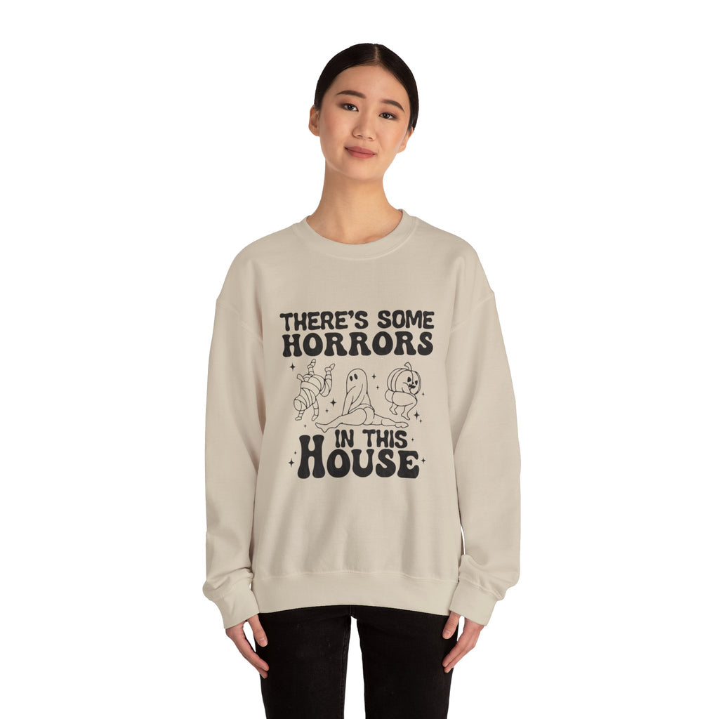 Horror-Themed Crewneck Sweatshirt, Cozy Unisex Pullovers for Halloween, Fall Fashion, Gift for Horror Fans, Halloween Costume