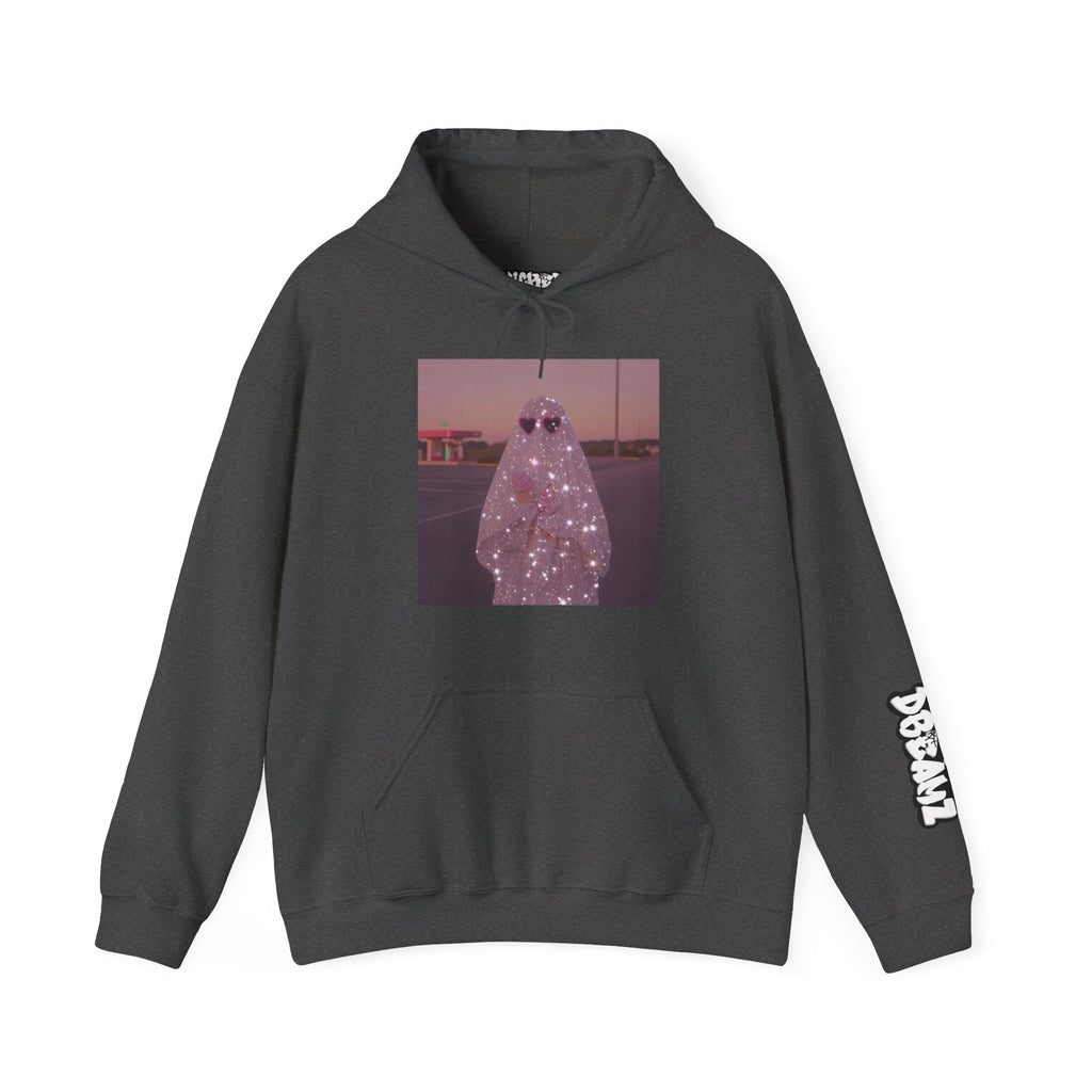 Sparkly Ghost Hoodie, Unisex Hooded Sweatshirt, Cozy Layer for Fall, Halloween Costume, Gifts for Teens, Streetwear Style