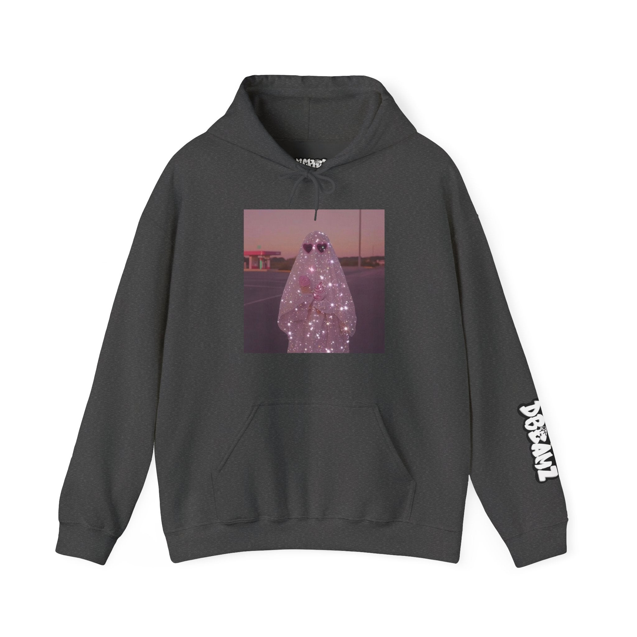 Sparkly Ghost Hoodie, Unisex Hooded Sweatshirt, Cozy Layer for Fall, Halloween Costume, Gifts for Teens, Streetwear Style