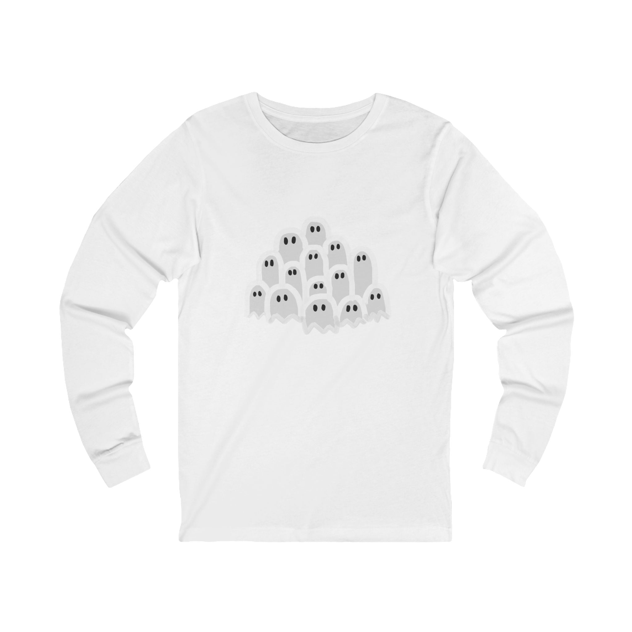 Ghost Themed Unisex Long Sleeve Tee, Halloween Shirt, Casual Wear, Graphic Tee, Stylish Ghost Tee