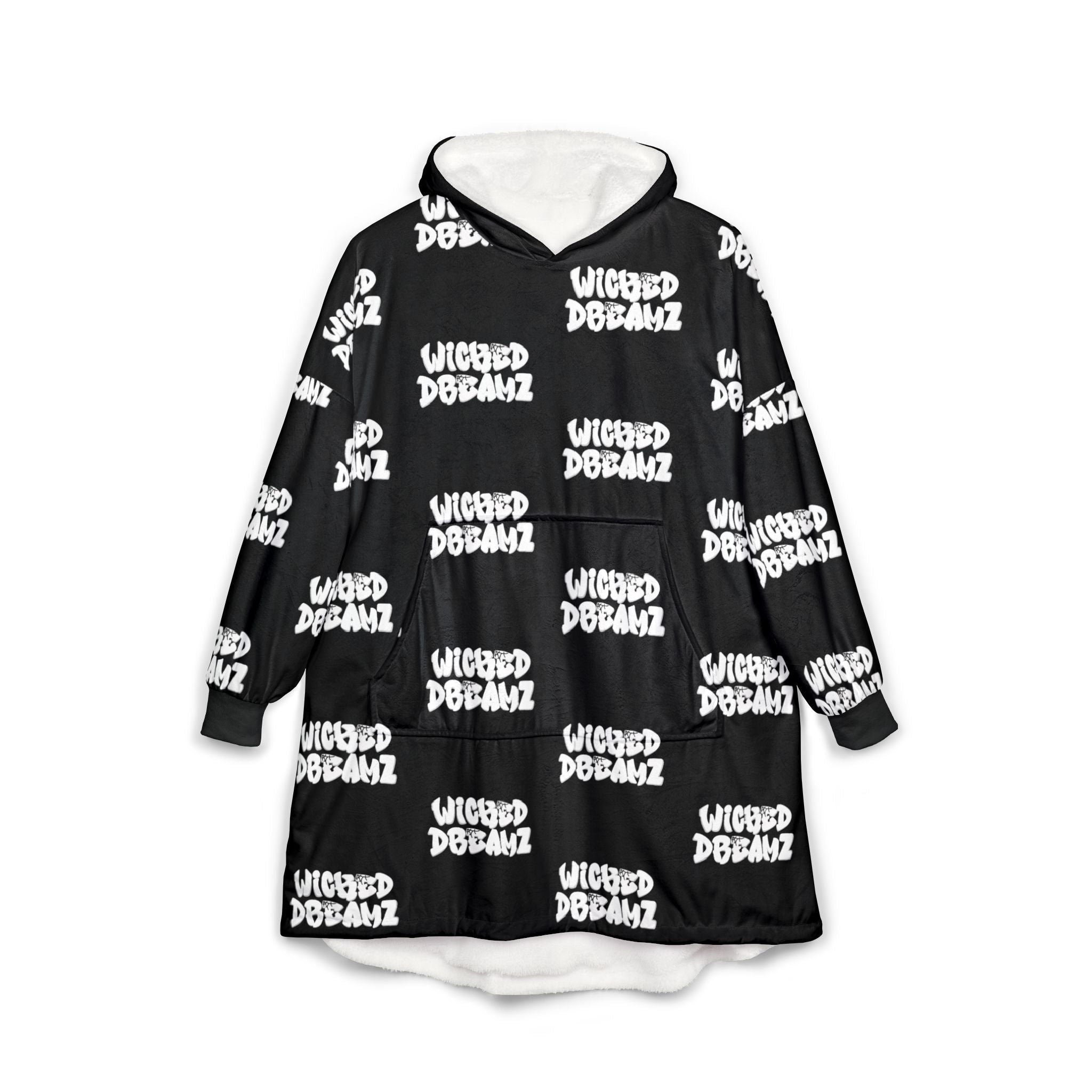 Cozy Unisex Hooded Blanket, Perfect for Lounging, Movie Nights, Gift for Teens and Adults, Soft Wearable Throw, Black with Unique Design