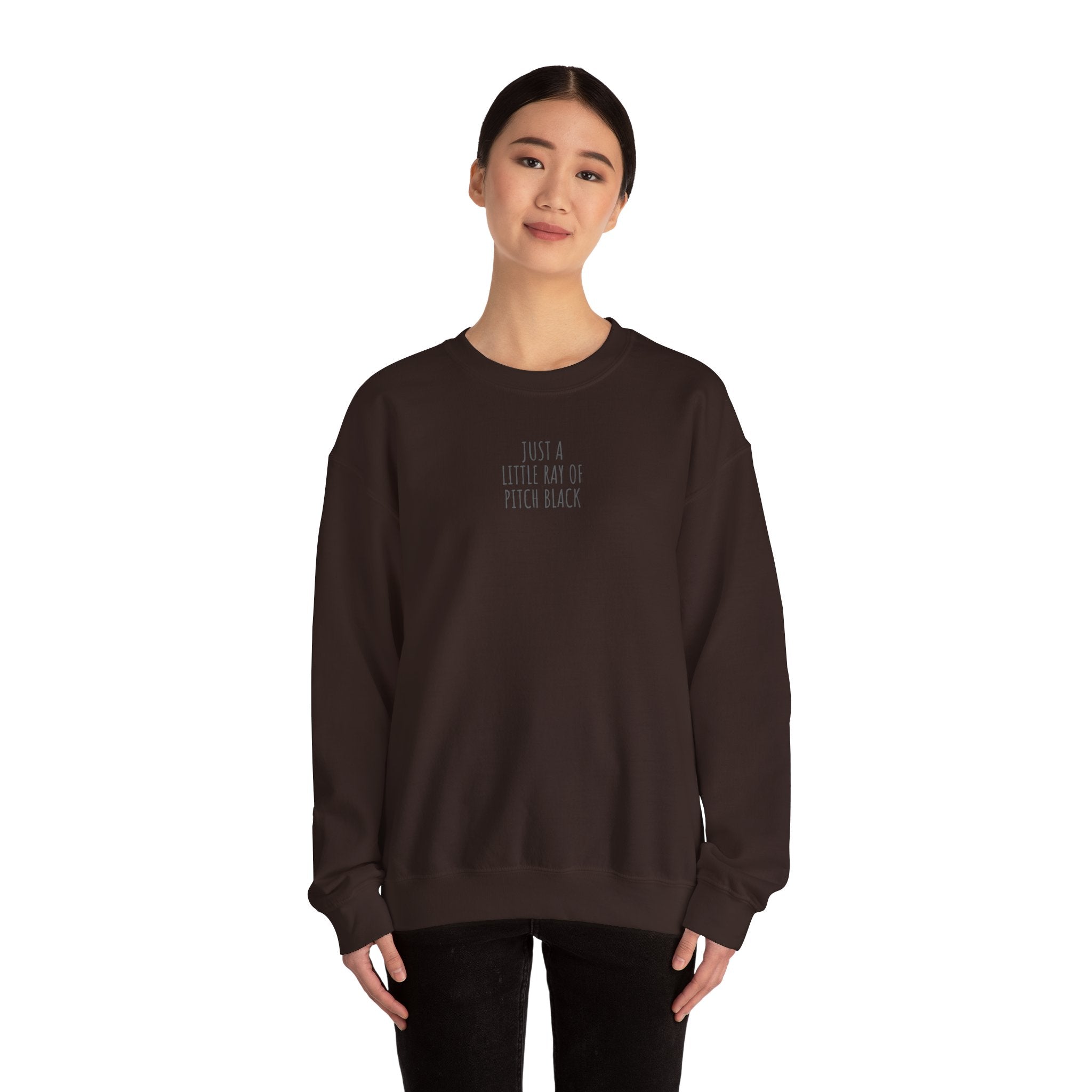 Little ray of pitch black Unisex Cozy Graphic Sweatshirt - Just a Little Ray of Pitch Black, Casual Wear, Gift for Him/Her, Streetwear, Fall/Winter Fashion