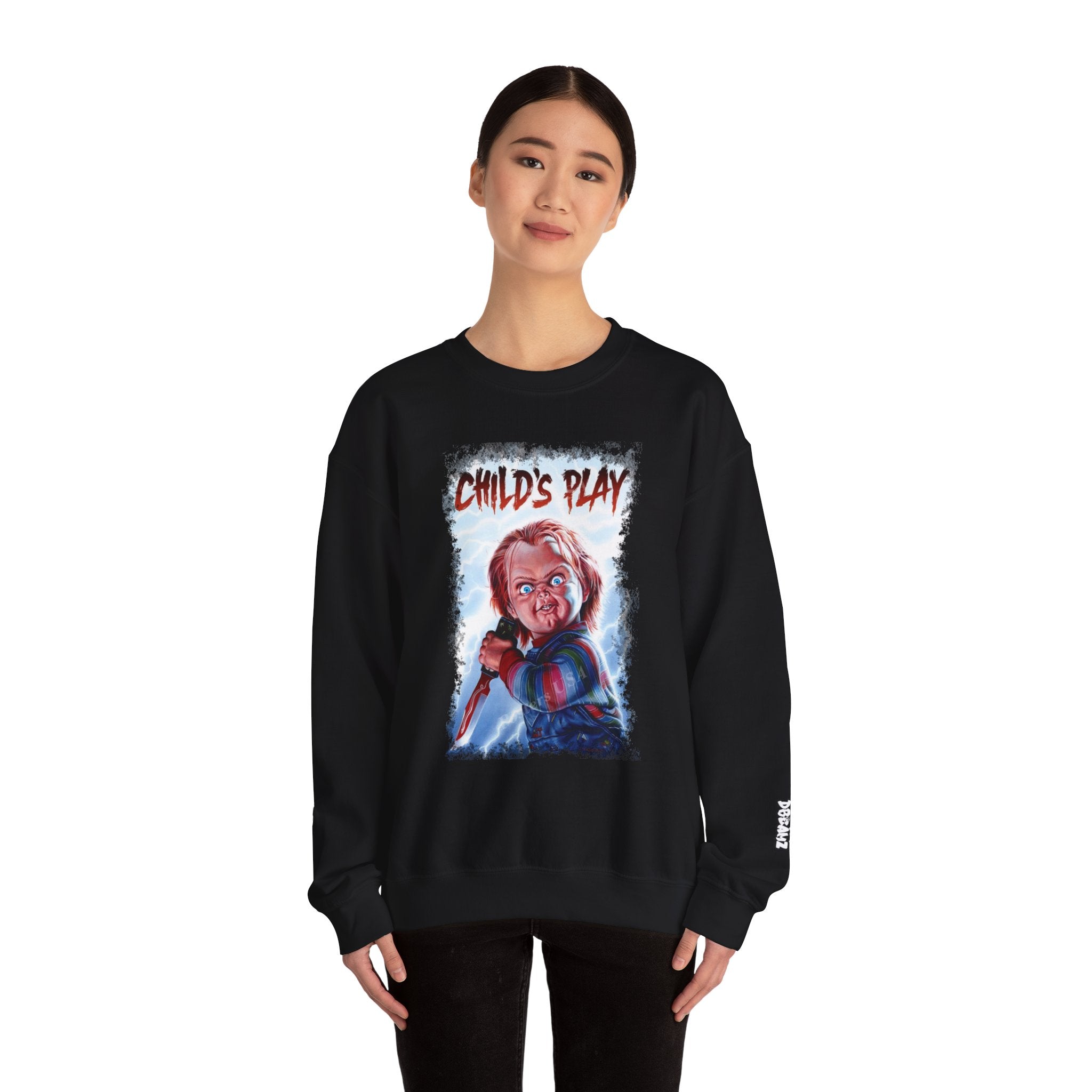 Child’s Play Horror Sweatshirt, Unisex Crewneck, Chucky Movie Merchandise, Halloween Gift, Cozy Horror Apparel