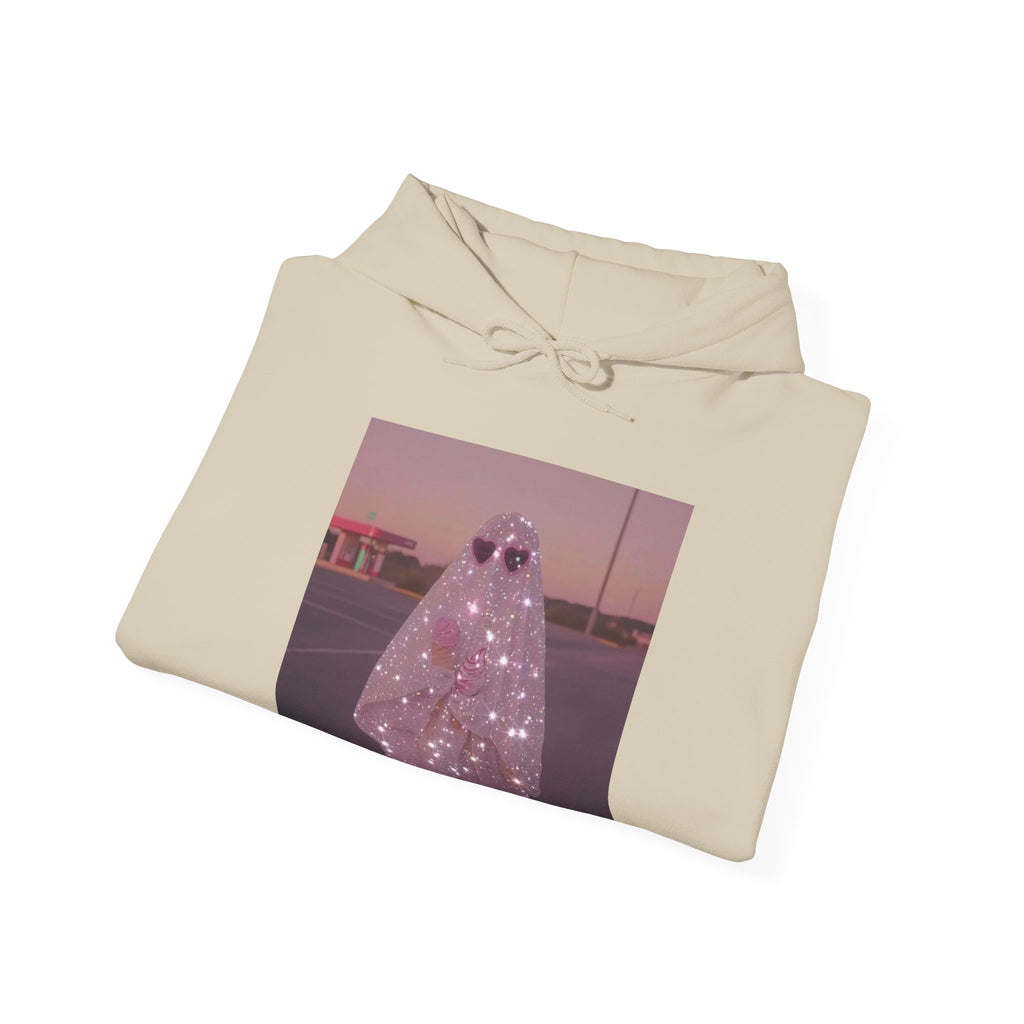 Sparkly Ghost Hoodie, Unisex Hooded Sweatshirt, Cozy Layer for Fall, Halloween Costume, Gifts for Teens, Streetwear Style