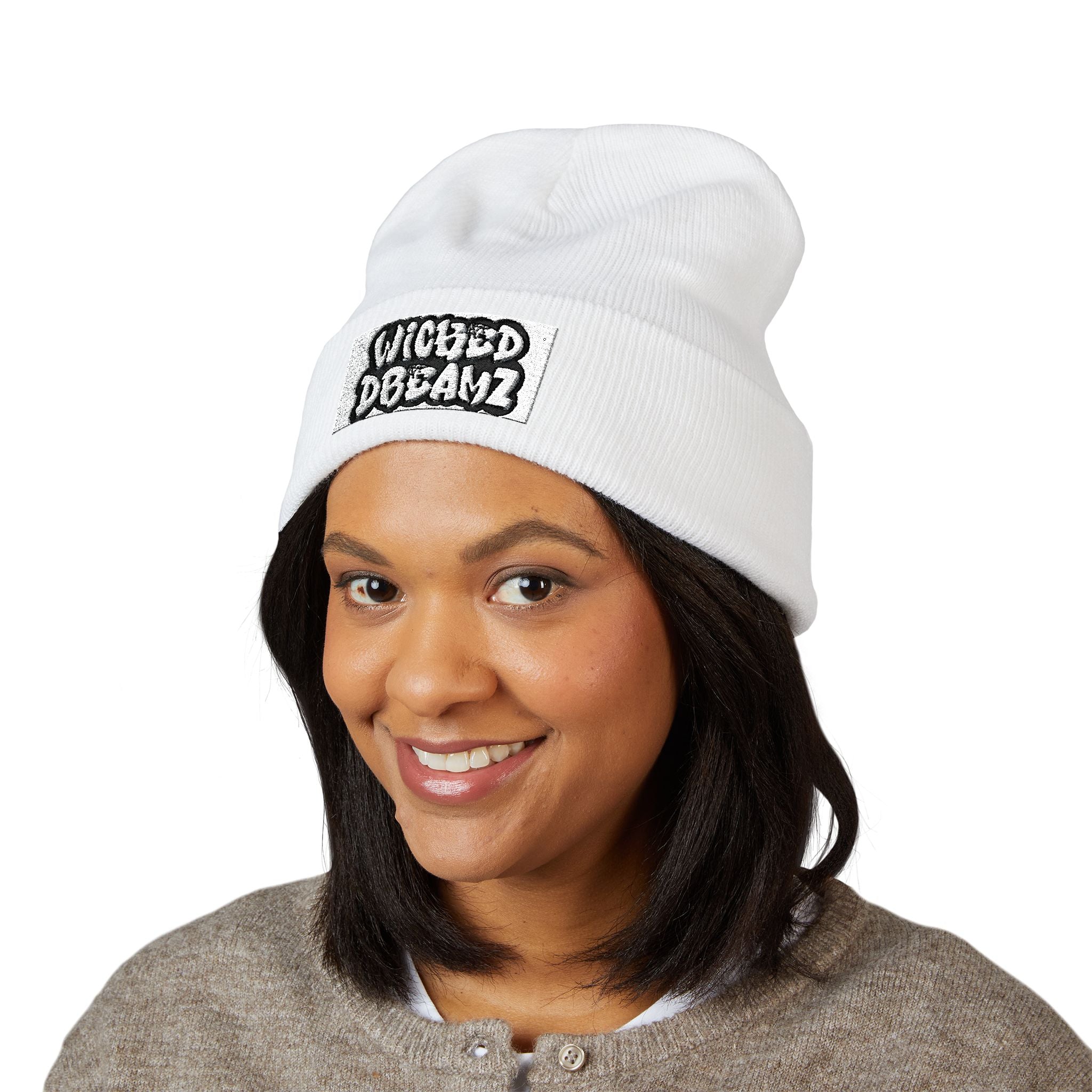 Wicked Dreams Classic Cuffed Beanie, Winter Accessory, Streetwear Hat, Cozy Gift, Embroidered Beanie