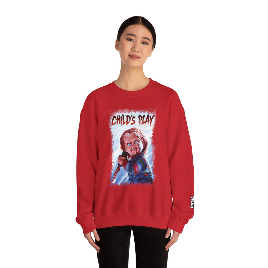 Child’s Play Horror Sweatshirt, Unisex Crewneck, Chucky Movie Merchandise, Halloween Gift, Cozy Horror Apparel