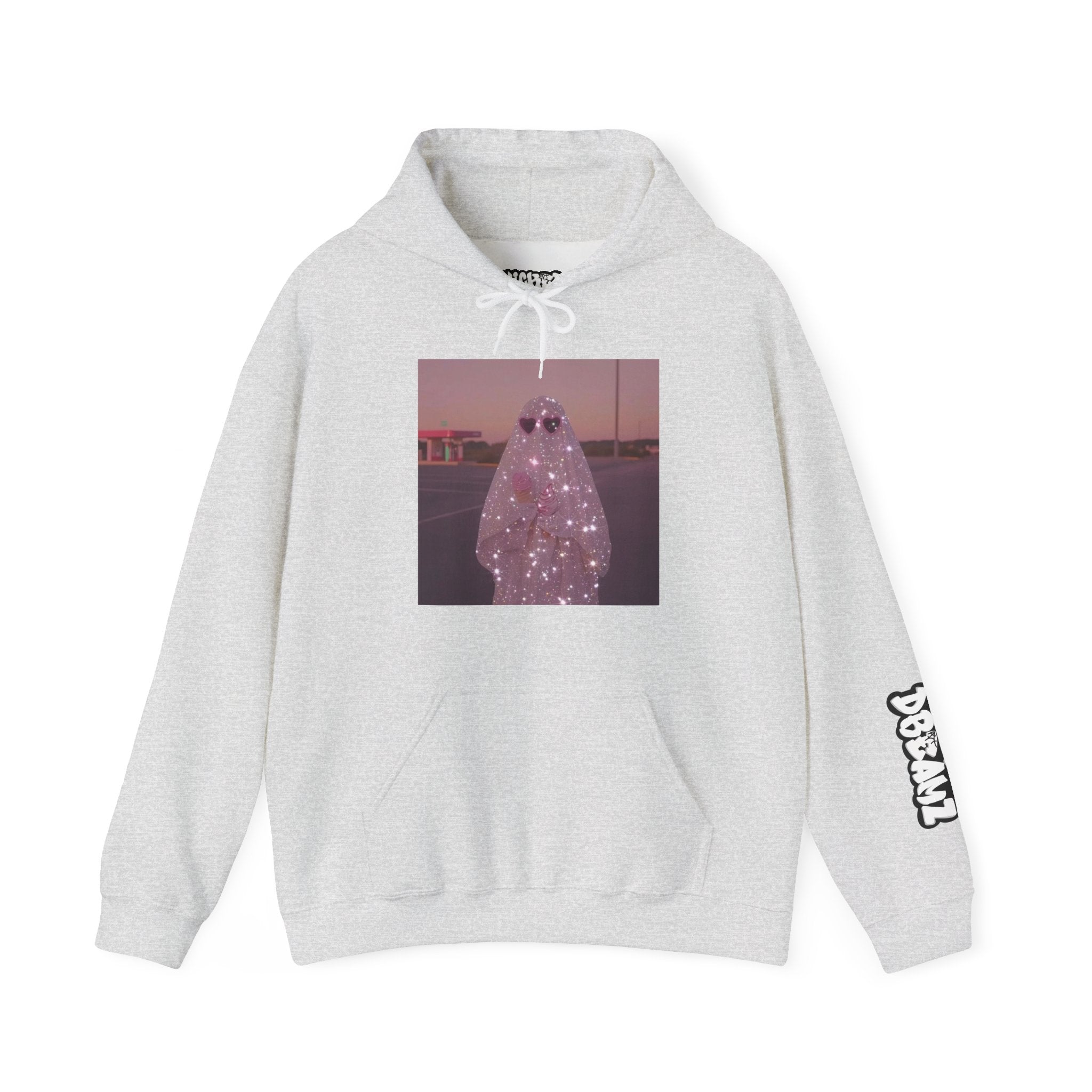Sparkly Ghost Hoodie, Unisex Hooded Sweatshirt, Cozy Layer for Fall, Halloween Costume, Gifts for Teens, Streetwear Style