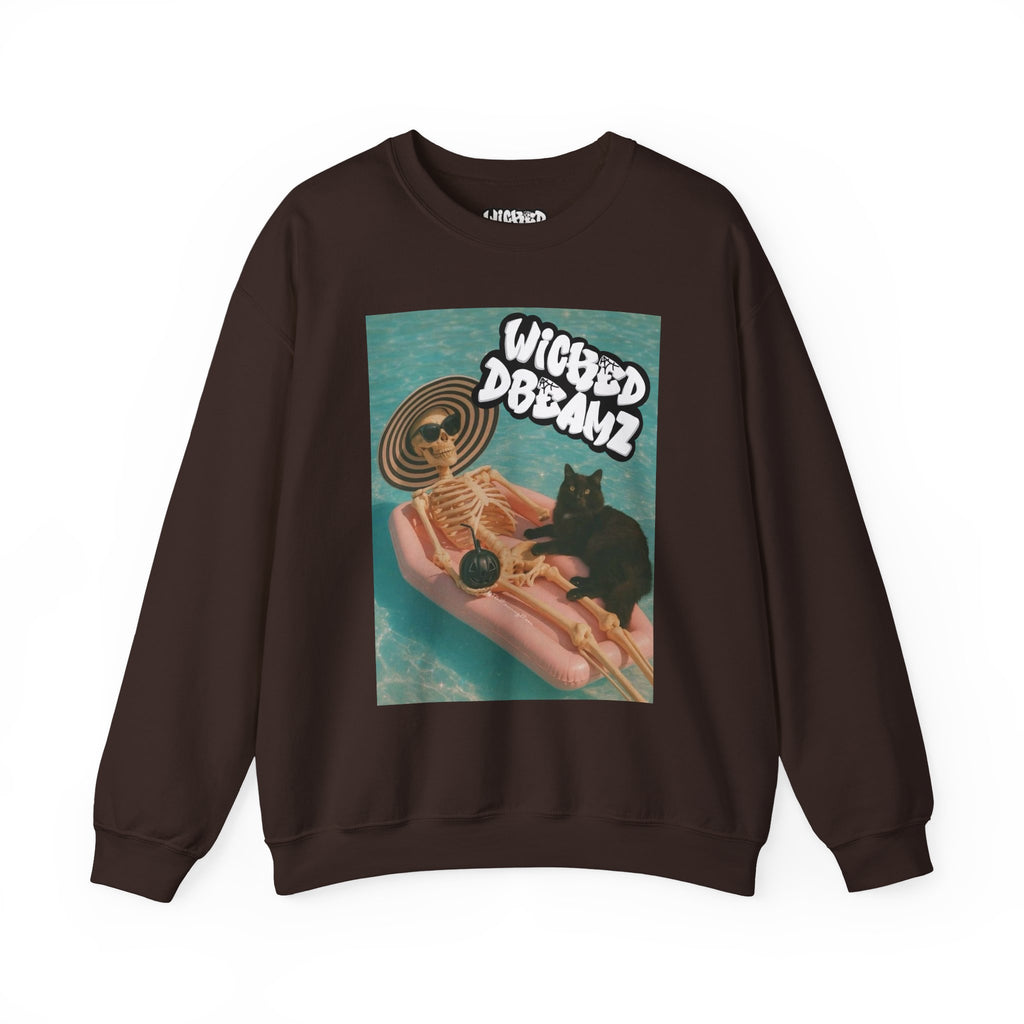 Wicked Dreams Crewneck Sweatshirt | Cozy Cat Lover Apparel, Cute Gift for Pet Owners, Casual Streetwear, Relaxed Vibe, Summer Fun