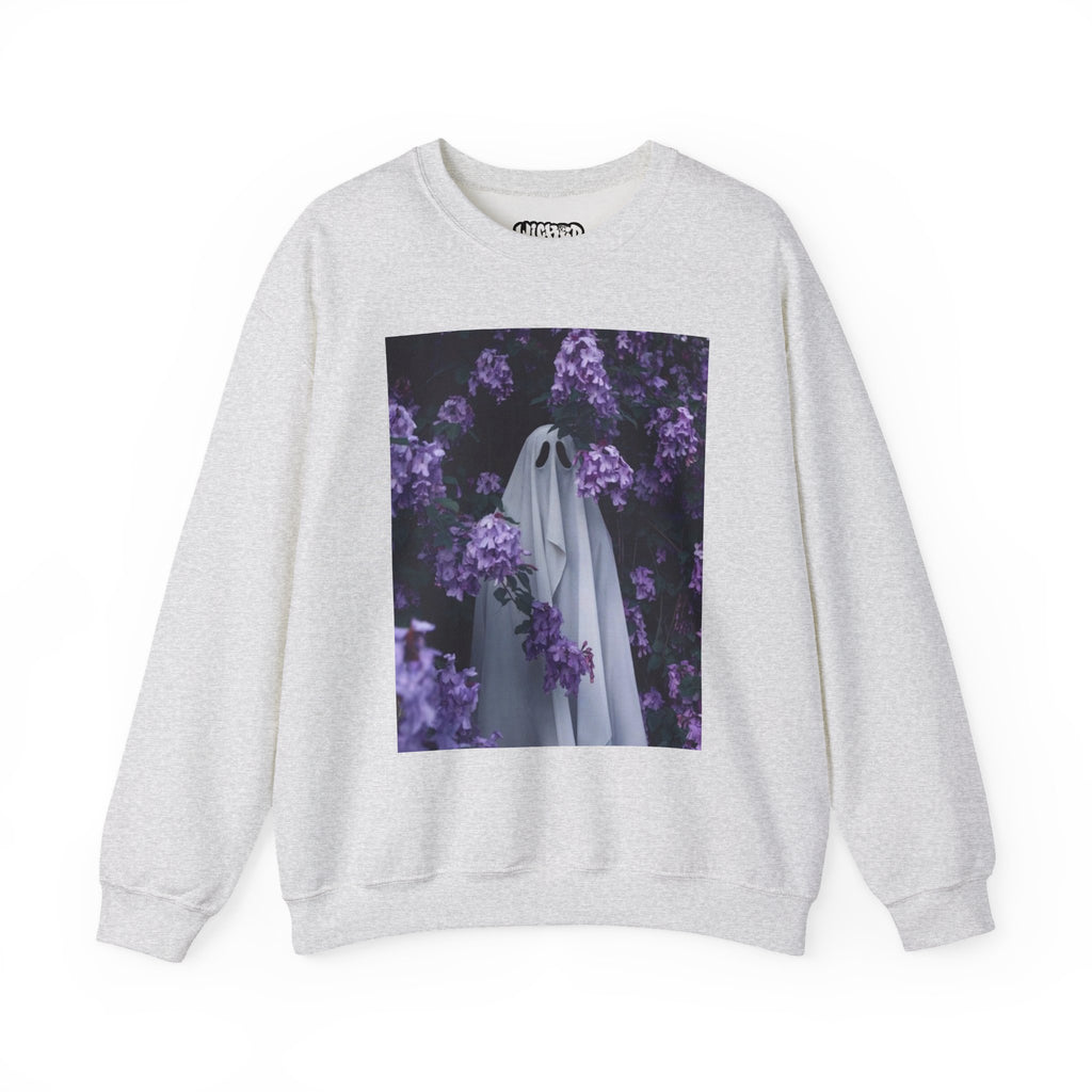 Spooky Floral Crewneck Sweatshirt - Unisex Heavy Blend, Ghost Design, Perfect for Halloween, Cozy Fall Style, Casual Comfort