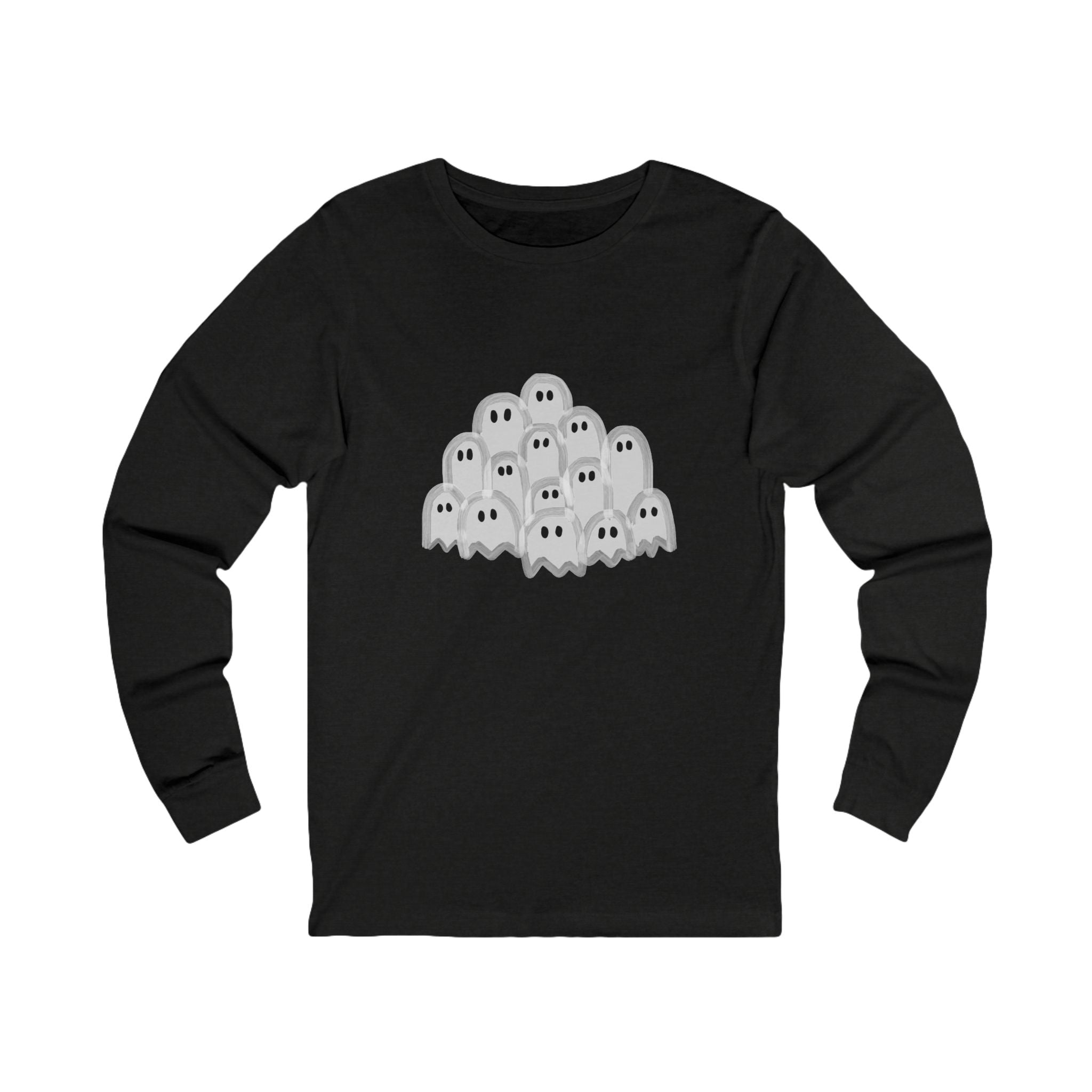 Ghost Themed Unisex Long Sleeve Tee, Halloween Shirt, Casual Wear, Graphic Tee, Stylish Ghost Tee