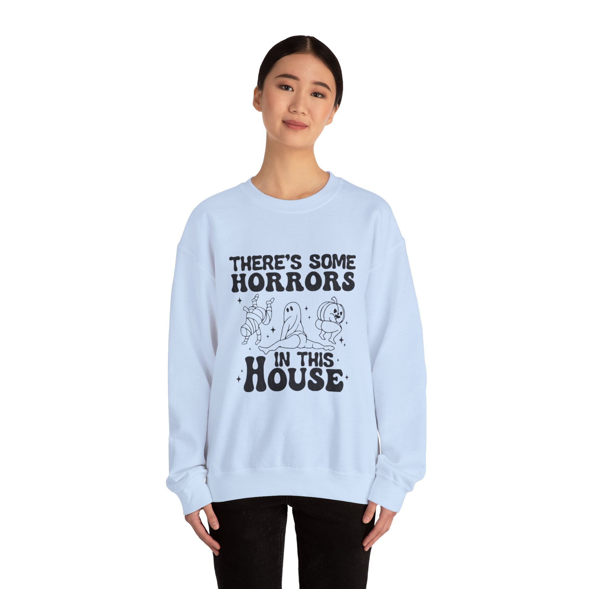 Horror-Themed Crewneck Sweatshirt, Cozy Unisex Pullovers for Halloween, Fall Fashion, Gift for Horror Fans, Halloween Costume