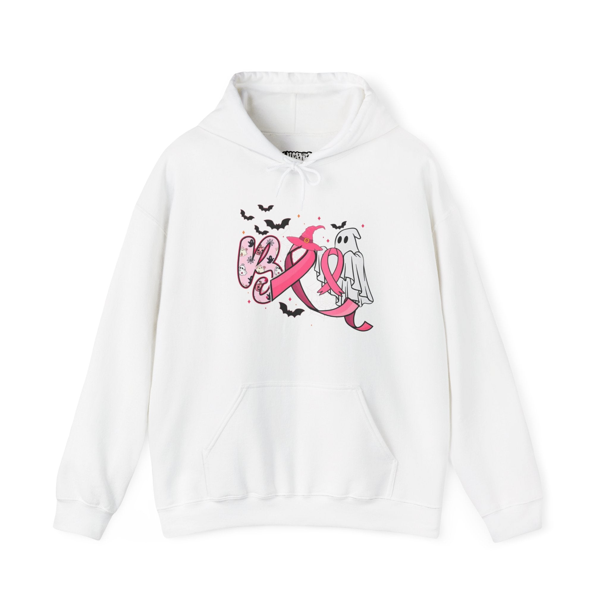 Pink Ribbon Halloween Hoodie, Unisex Sweatshirt, Breast Cancer Awareness, Halloween Costume, Cozy Gift, Fall Apparel