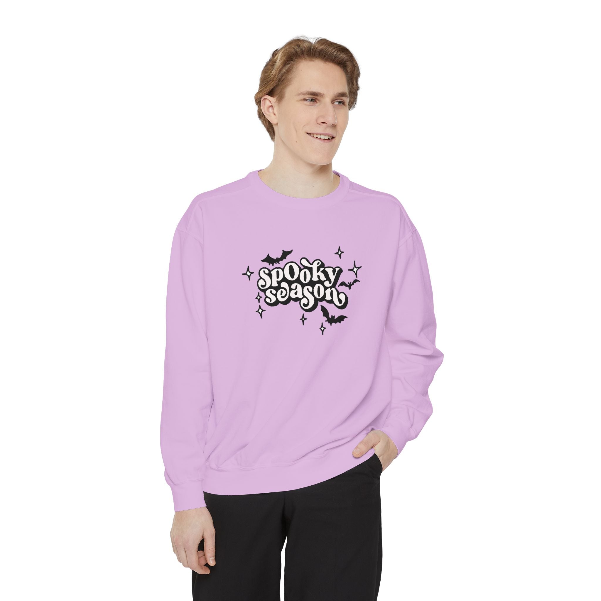Spooky Season Sweatshirt - Unisex Garment-Dyed, Halloween Apparel, Cozy Fall Fashion, Wicked DBBAMZ Design, Perfect for October Celebrations