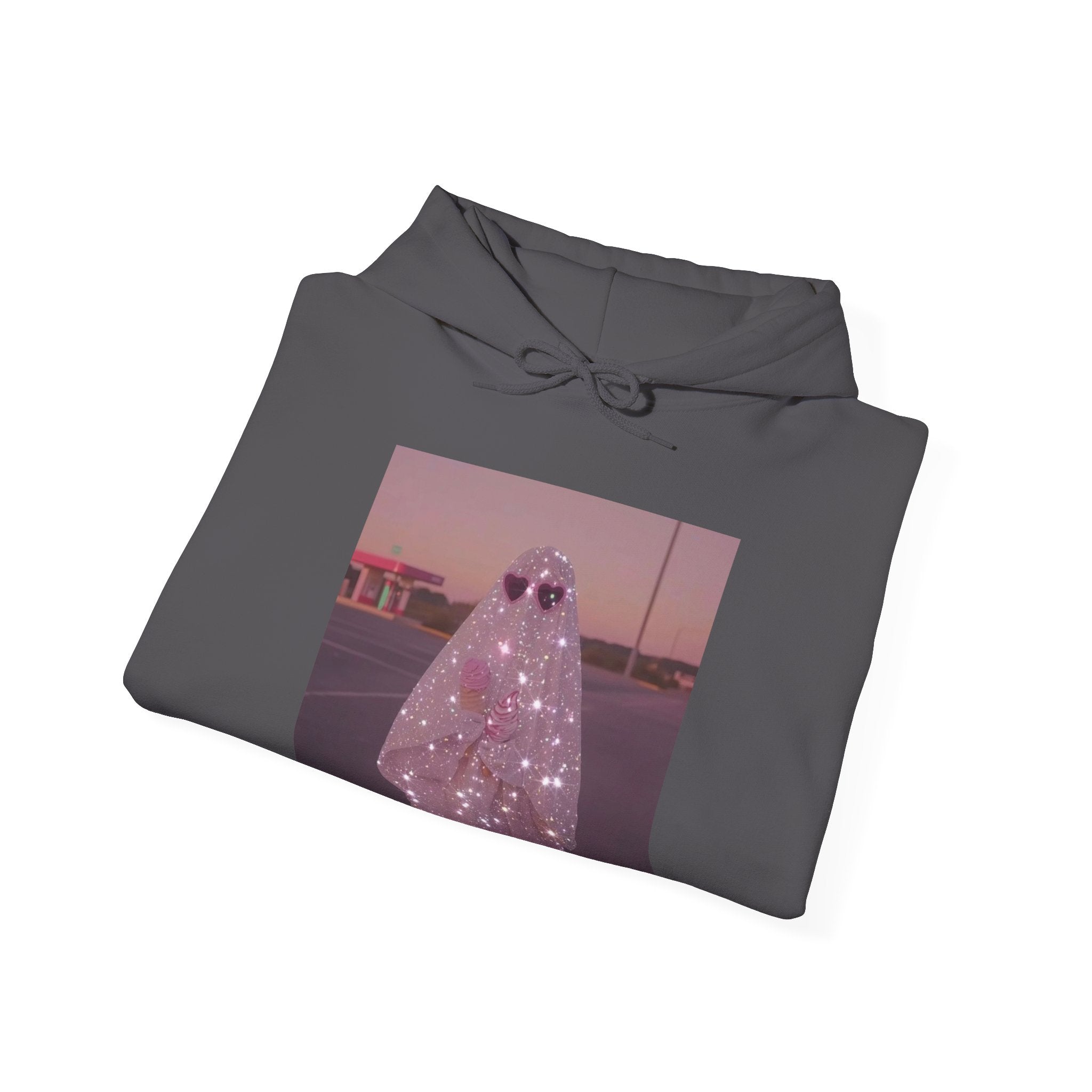 Sparkly Ghost Hoodie, Unisex Hooded Sweatshirt, Cozy Layer for Fall, Halloween Costume, Gifts for Teens, Streetwear Style