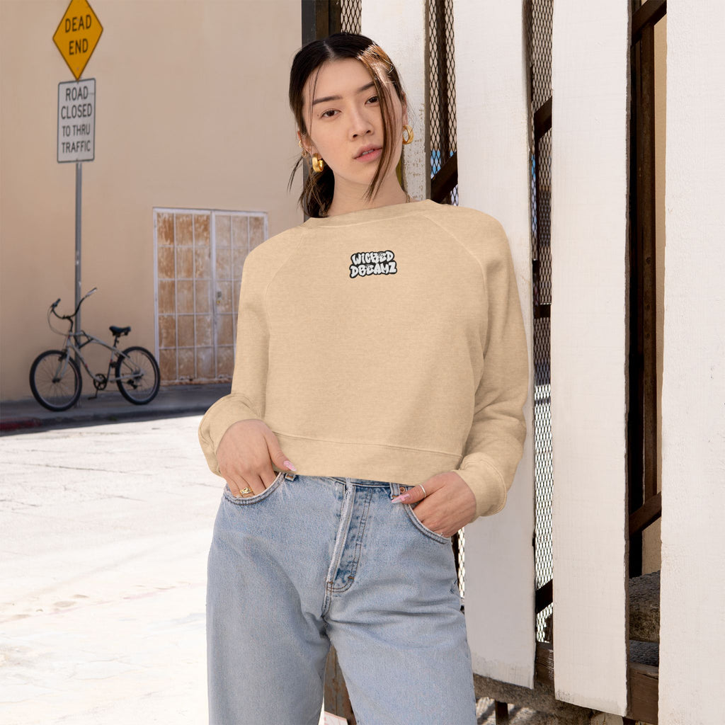 Wicked Dreamz Cropped Fleece Sweatshirt, Casual Layering Pullover, Gift for Her, Fall Fashion Essential, Cozy Lounge Sweater