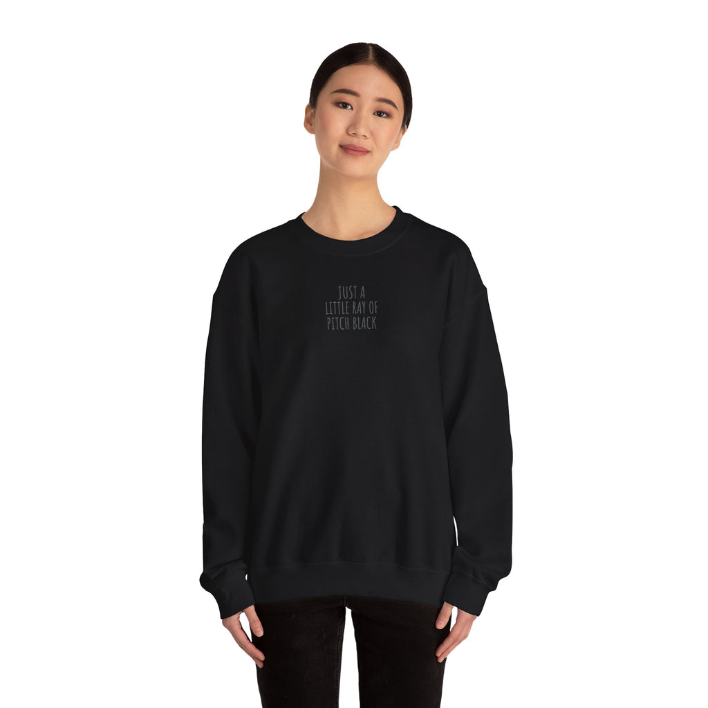 Little ray of pitch black Unisex Cozy Graphic Sweatshirt - Just a Little Ray of Pitch Black, Casual Wear, Gift for Him/Her, Streetwear, Fall/Winter Fashion