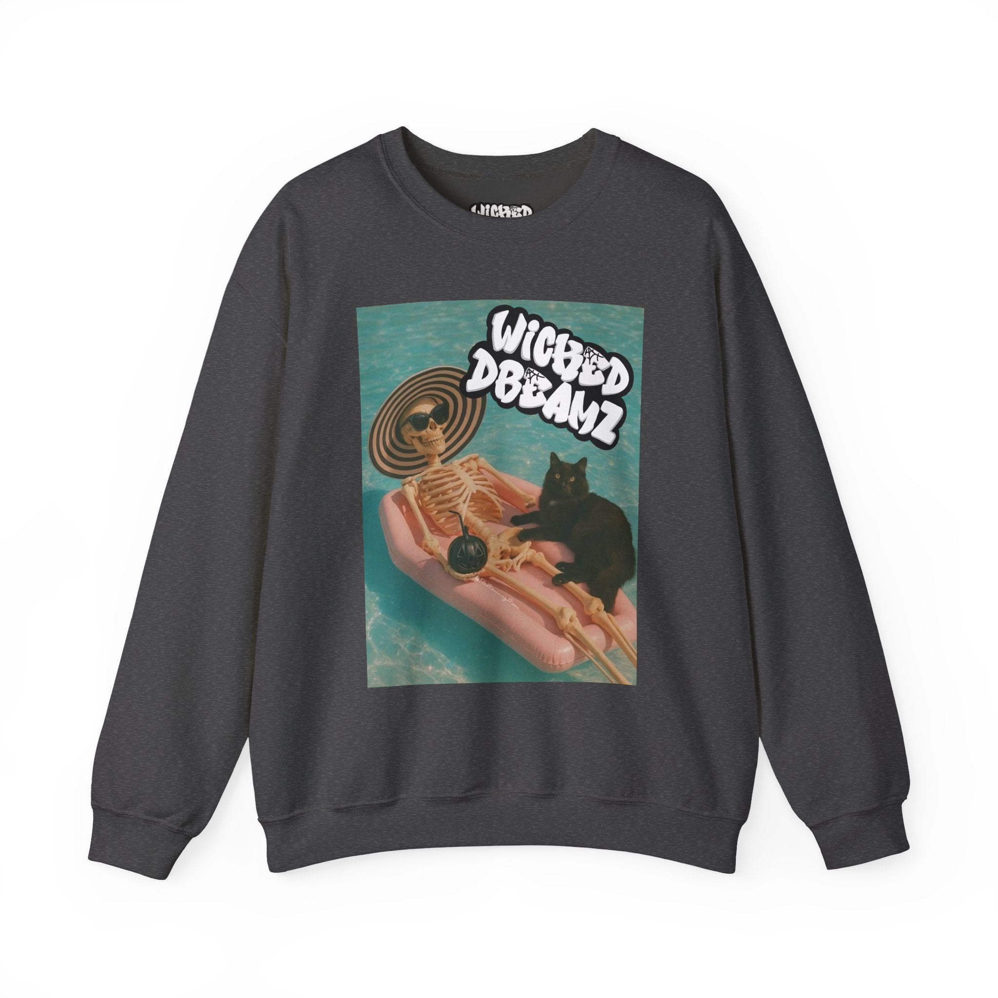 Wicked Dreams Crewneck Sweatshirt | Cozy Cat Lover Apparel, Cute Gift for Pet Owners, Casual Streetwear, Relaxed Vibe, Summer Fun
