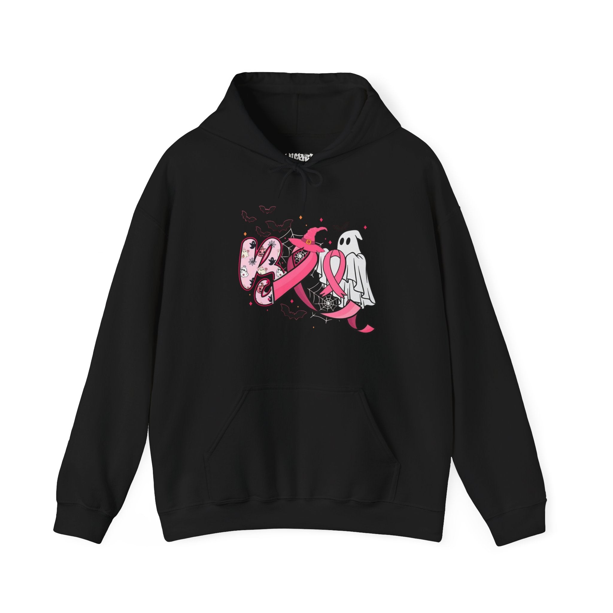 Pink Ribbon Halloween Hoodie, Unisex Sweatshirt, Breast Cancer Awareness, Halloween Costume, Cozy Gift, Fall Apparel