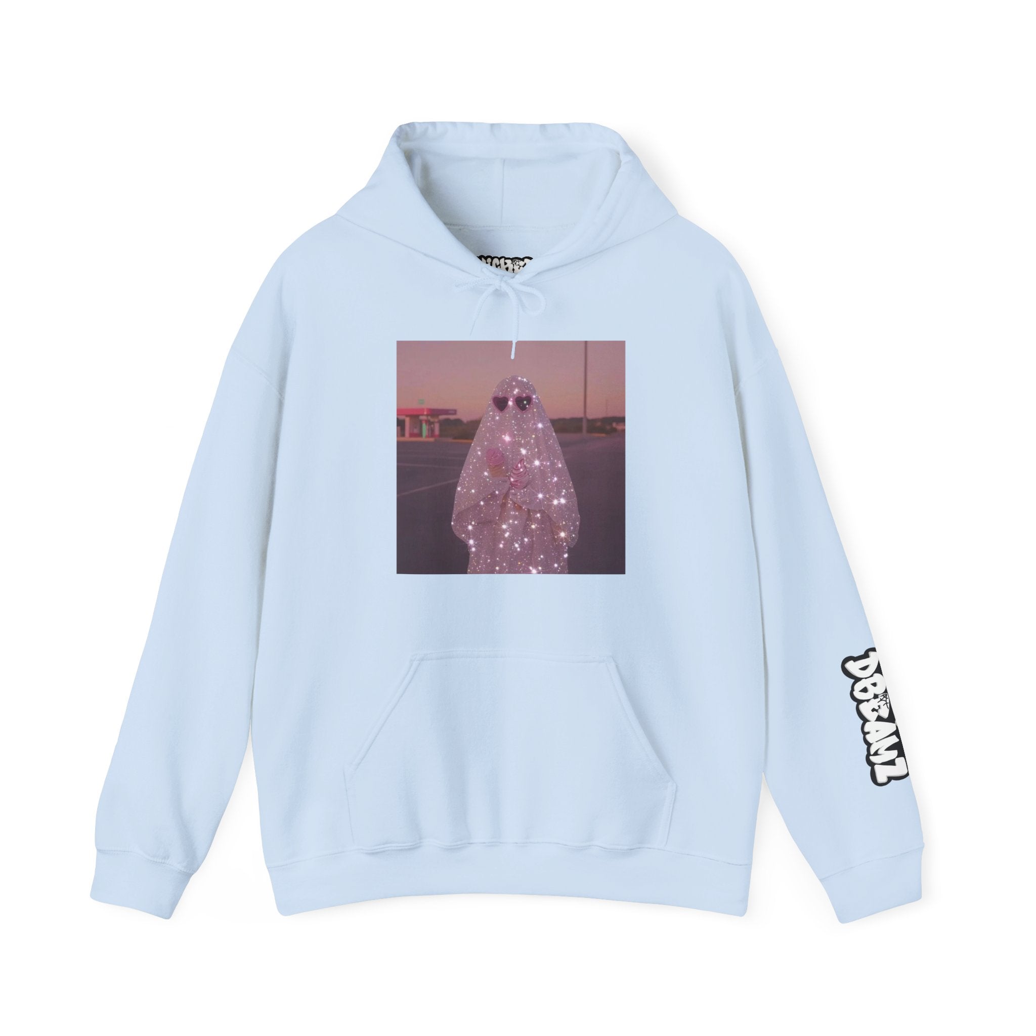 Sparkly Ghost Hoodie, Unisex Hooded Sweatshirt, Cozy Layer for Fall, Halloween Costume, Gifts for Teens, Streetwear Style