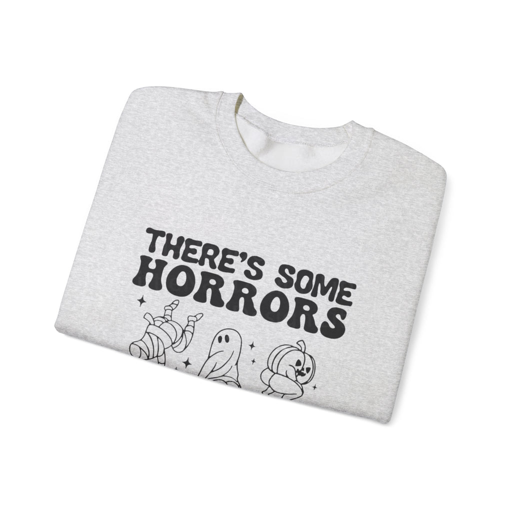 Horror-Themed Crewneck Sweatshirt, Cozy Unisex Pullovers for Halloween, Fall Fashion, Gift for Horror Fans, Halloween Costume