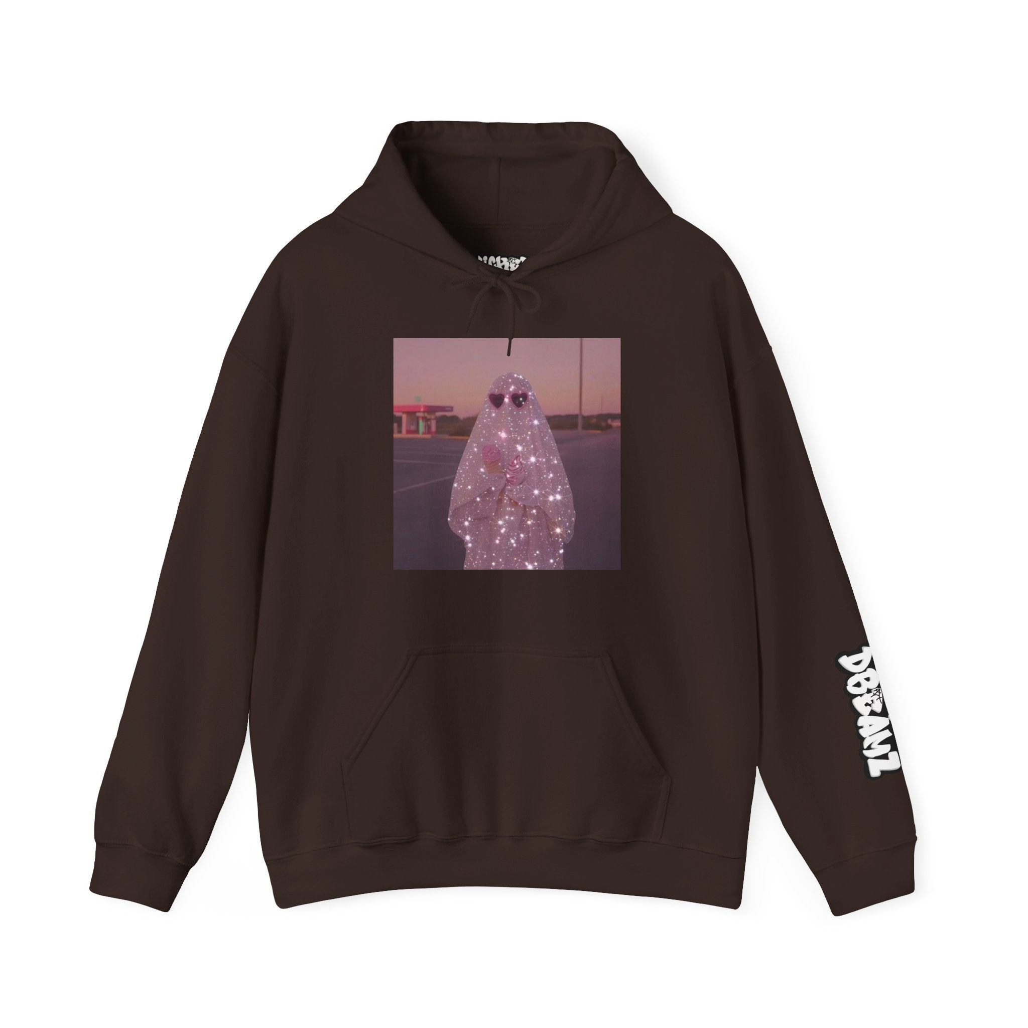 Sparkly Ghost Hoodie, Unisex Hooded Sweatshirt, Cozy Layer for Fall, Halloween Costume, Gifts for Teens, Streetwear Style