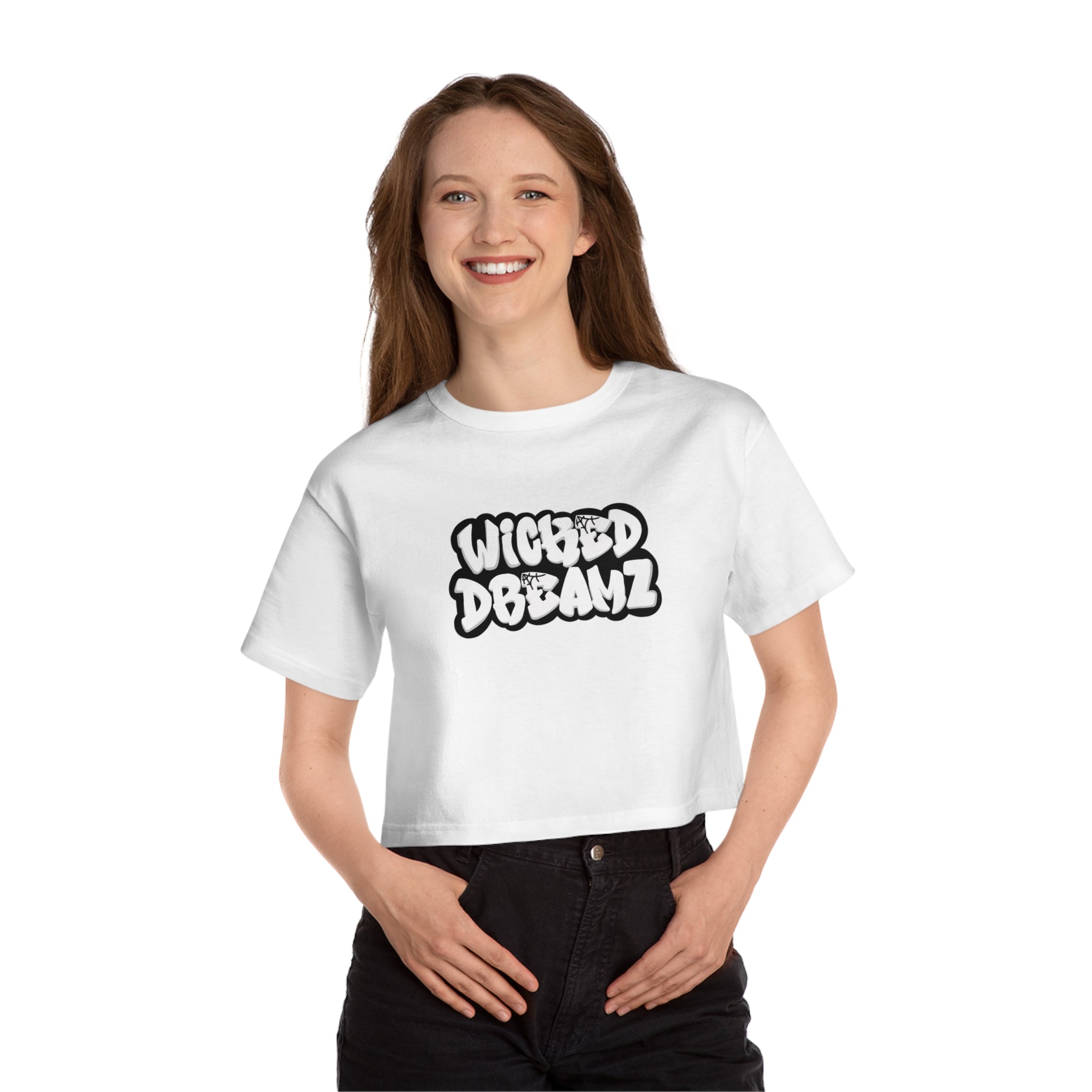Wicked Dreamz Women's Champion Cropped Graphic T-Shirt - Trendy Casual Wear, Summer Style, Streetwear Fashion, Gift for Her, Everyday Comfort