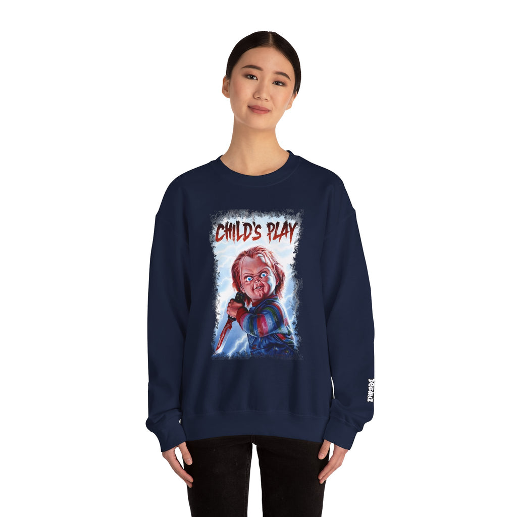 Child’s Play Horror Sweatshirt, Unisex Crewneck, Chucky Movie Merchandise, Halloween Gift, Cozy Horror Apparel